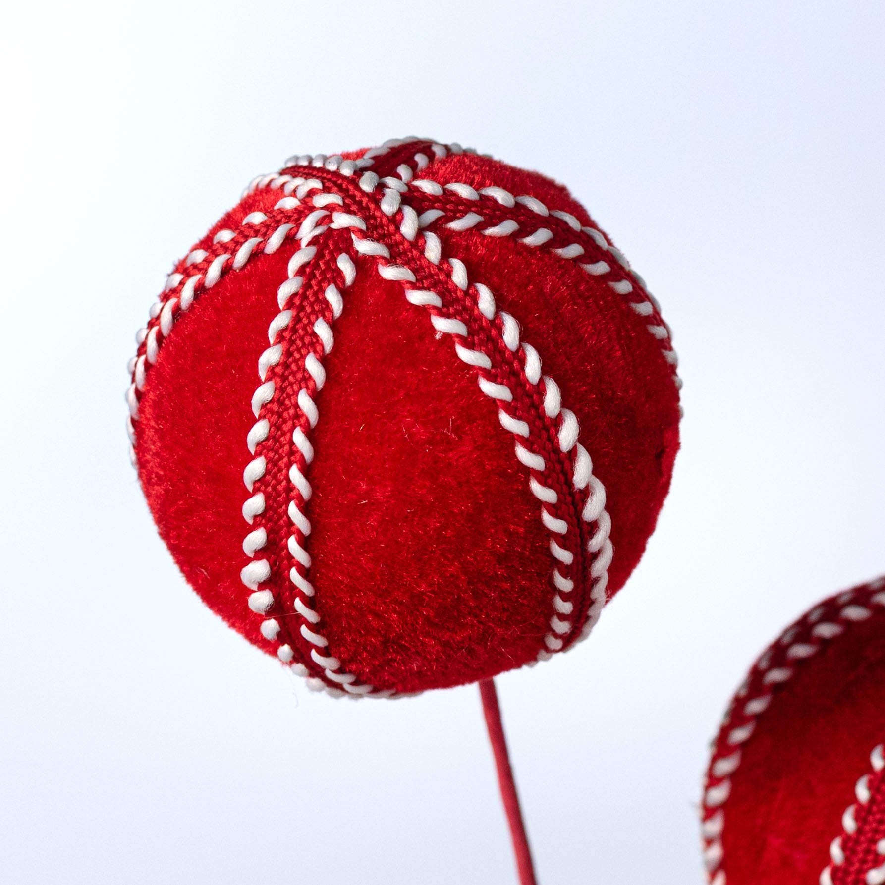 26" Velvet & Trim Ball Spray: Red & White Lifestyle Photo