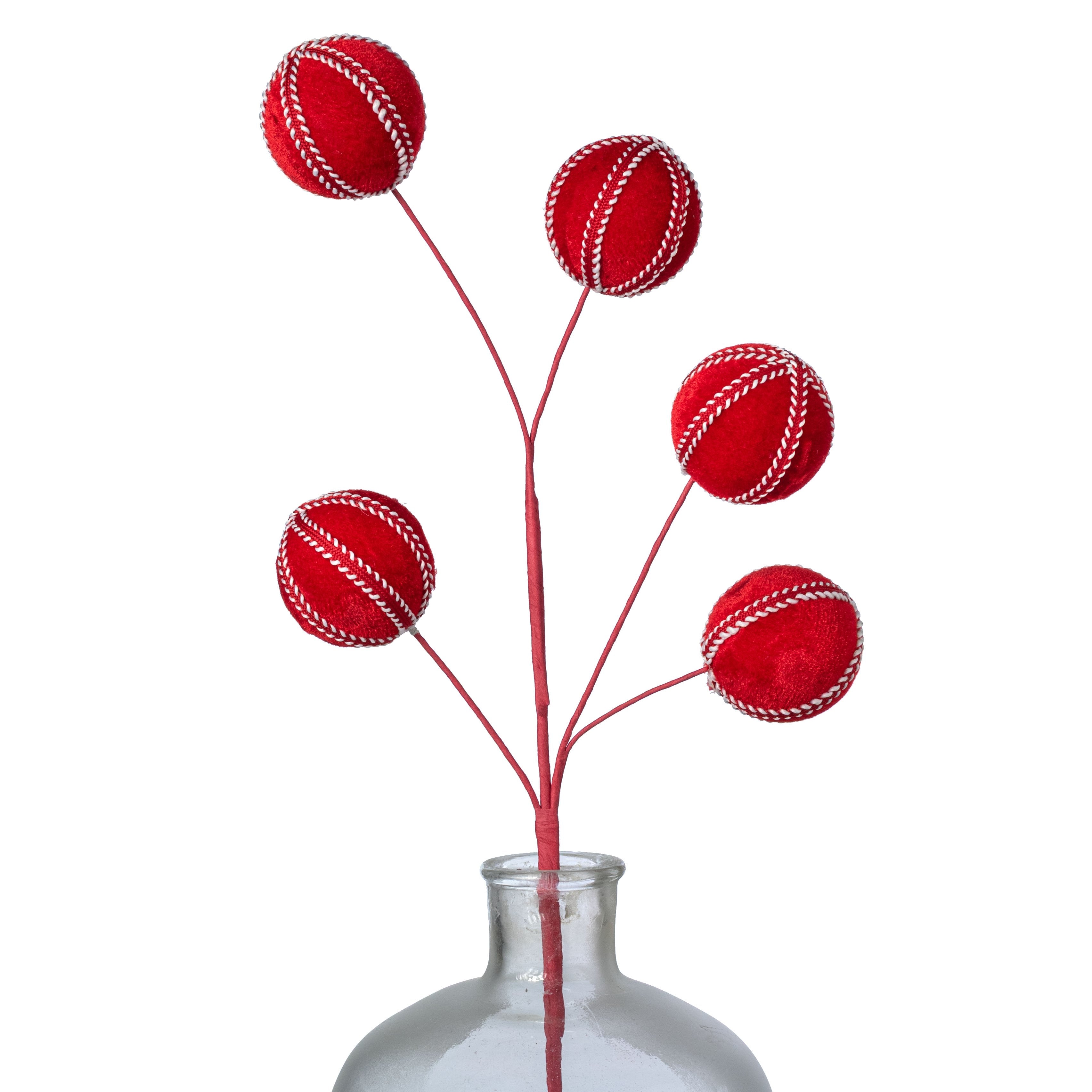 26" Velvet & Trim Ball Spray: Red & White Item Number: 86738RDWT