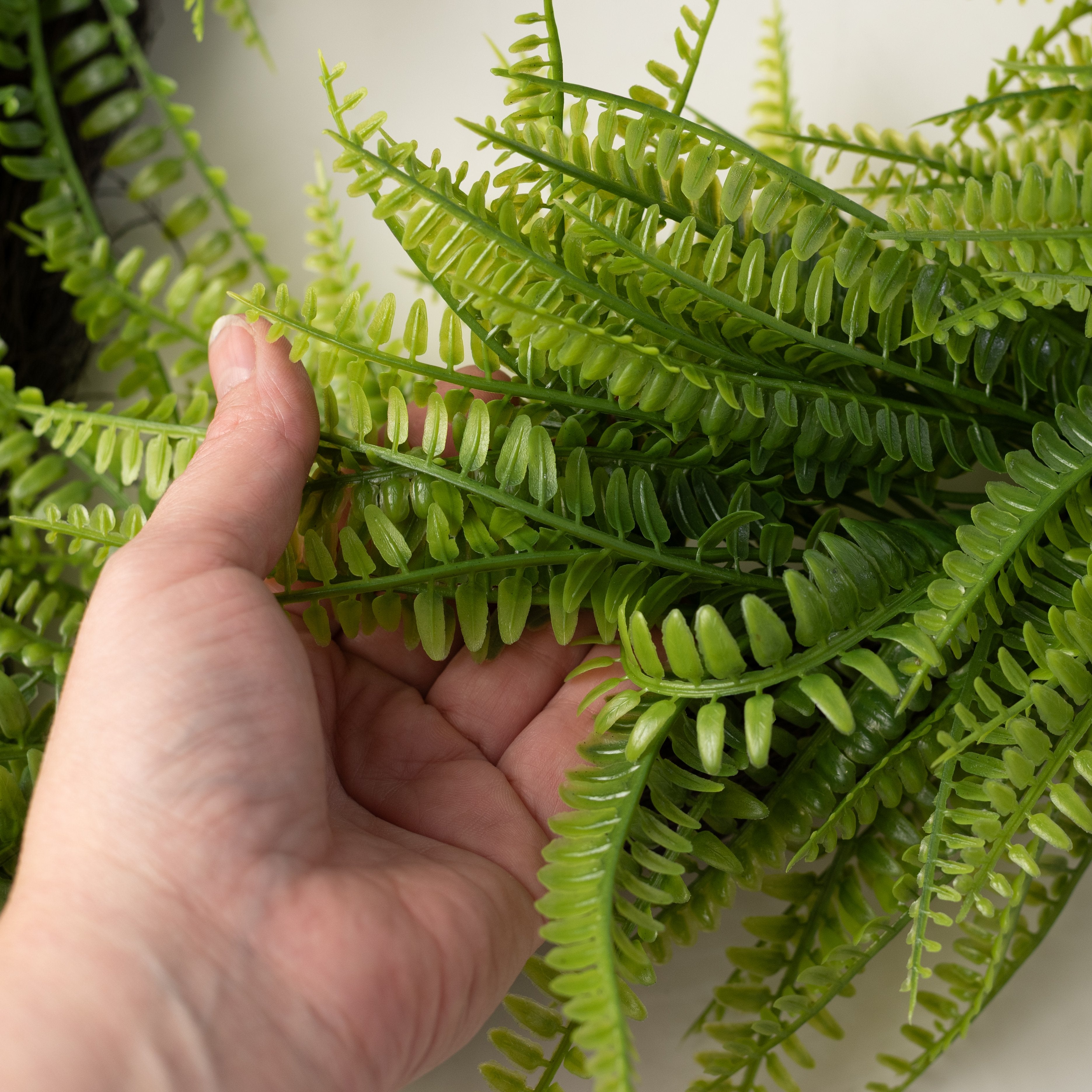 26" Woodland Fern Teardrop Wreath: Two Tone Fresh Green detail photo 6