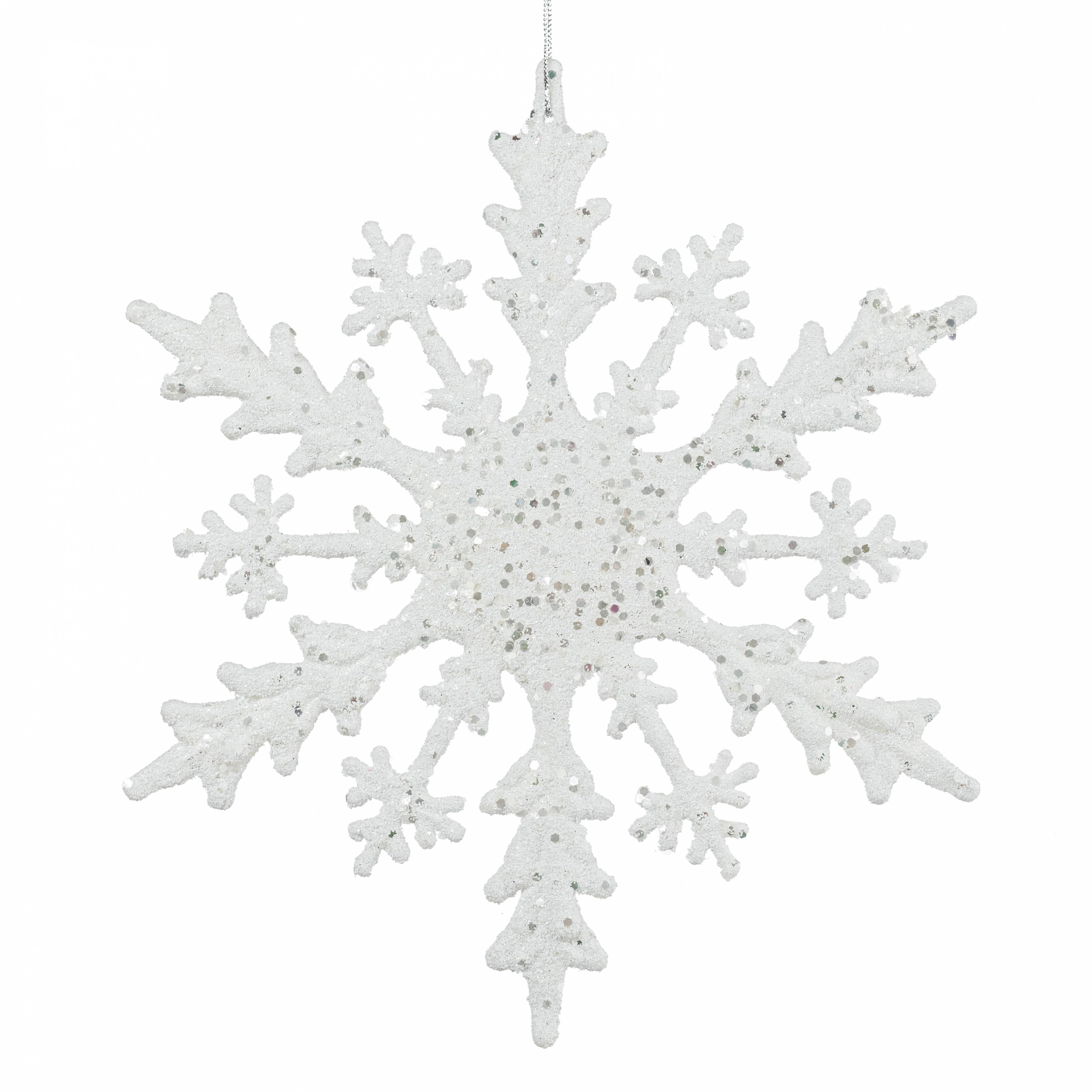 12" Glittered Flat Snowflake Ornament