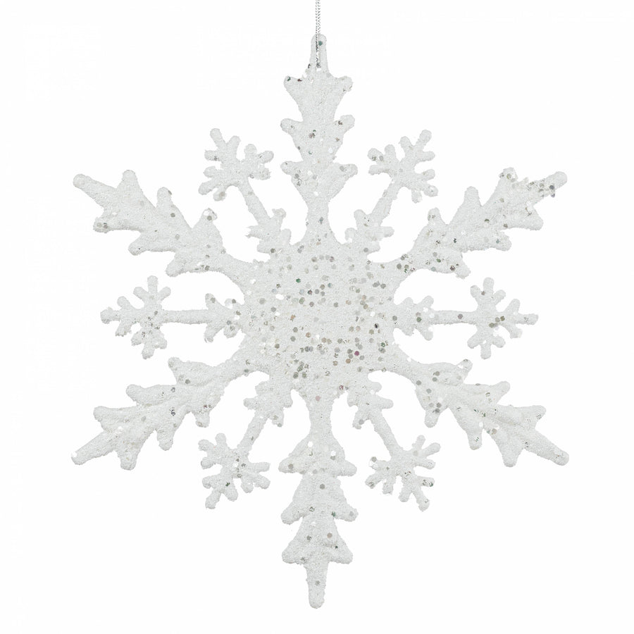 12" Glittered Flat Snowflake Ornament