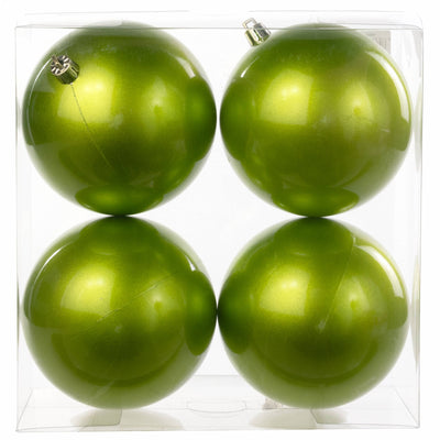 100MM Plastic Ball Ornament: Candy Apple Green (Set of 4)