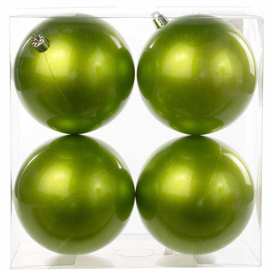 100MM Plastic Ball Ornament: Candy Apple Green (Set of 4)