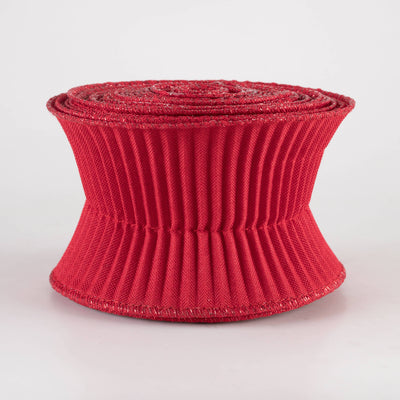 3" Pleated Solid Ribbon: Red (5 Yards)