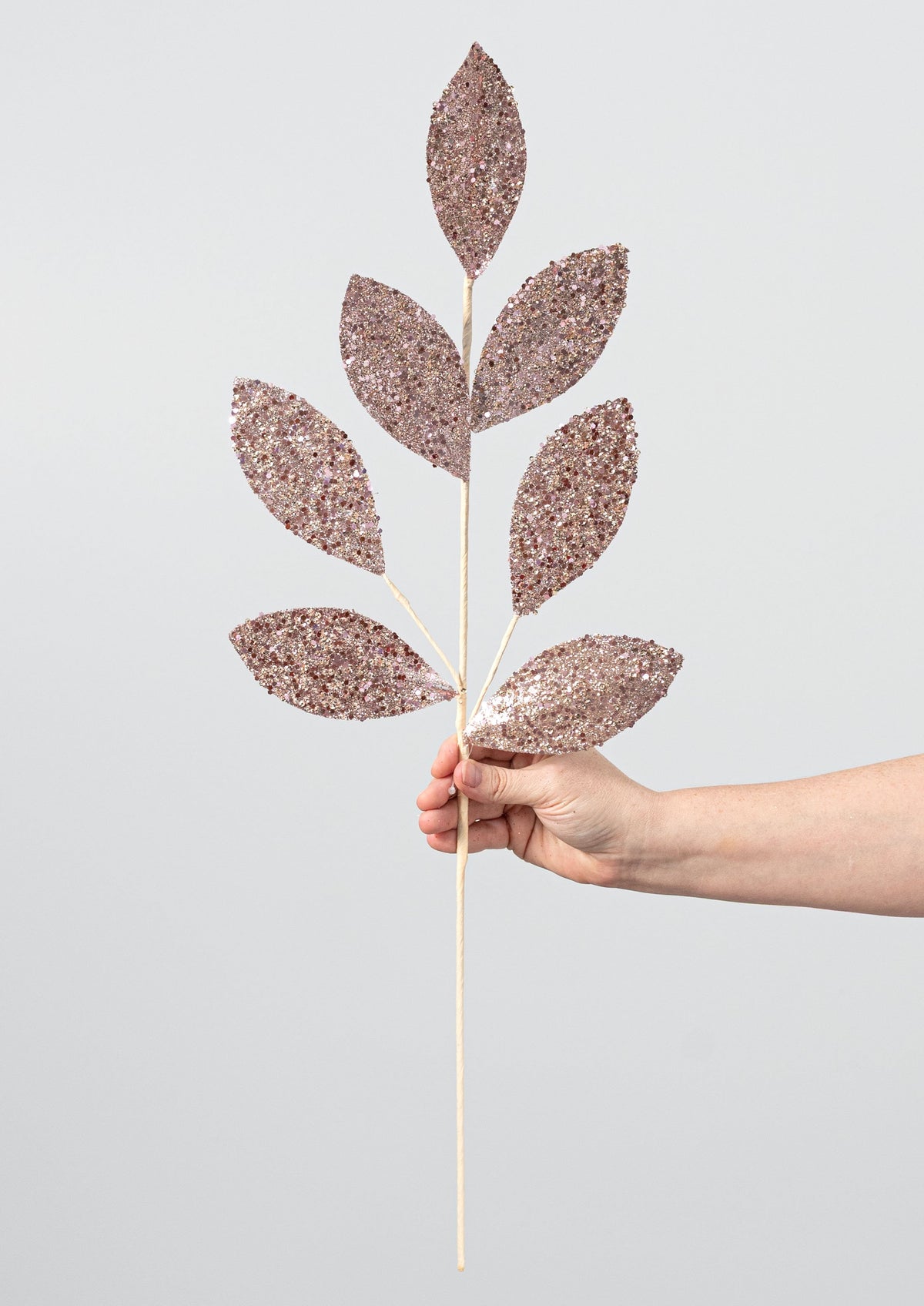 27" Glitter Leaf Spray: Rose Gold detail photo 3