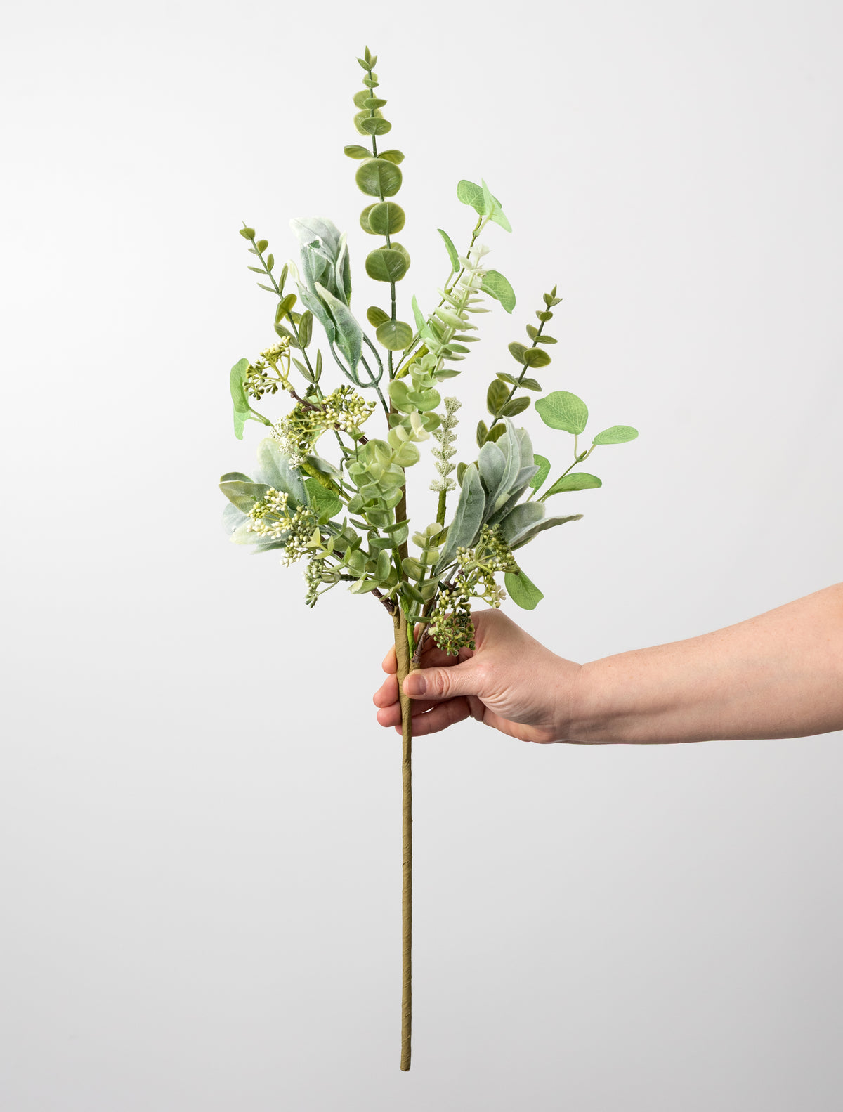 27" Lamb's Ear & Eucalyptus Spray: Sage & Cream detail photo 3