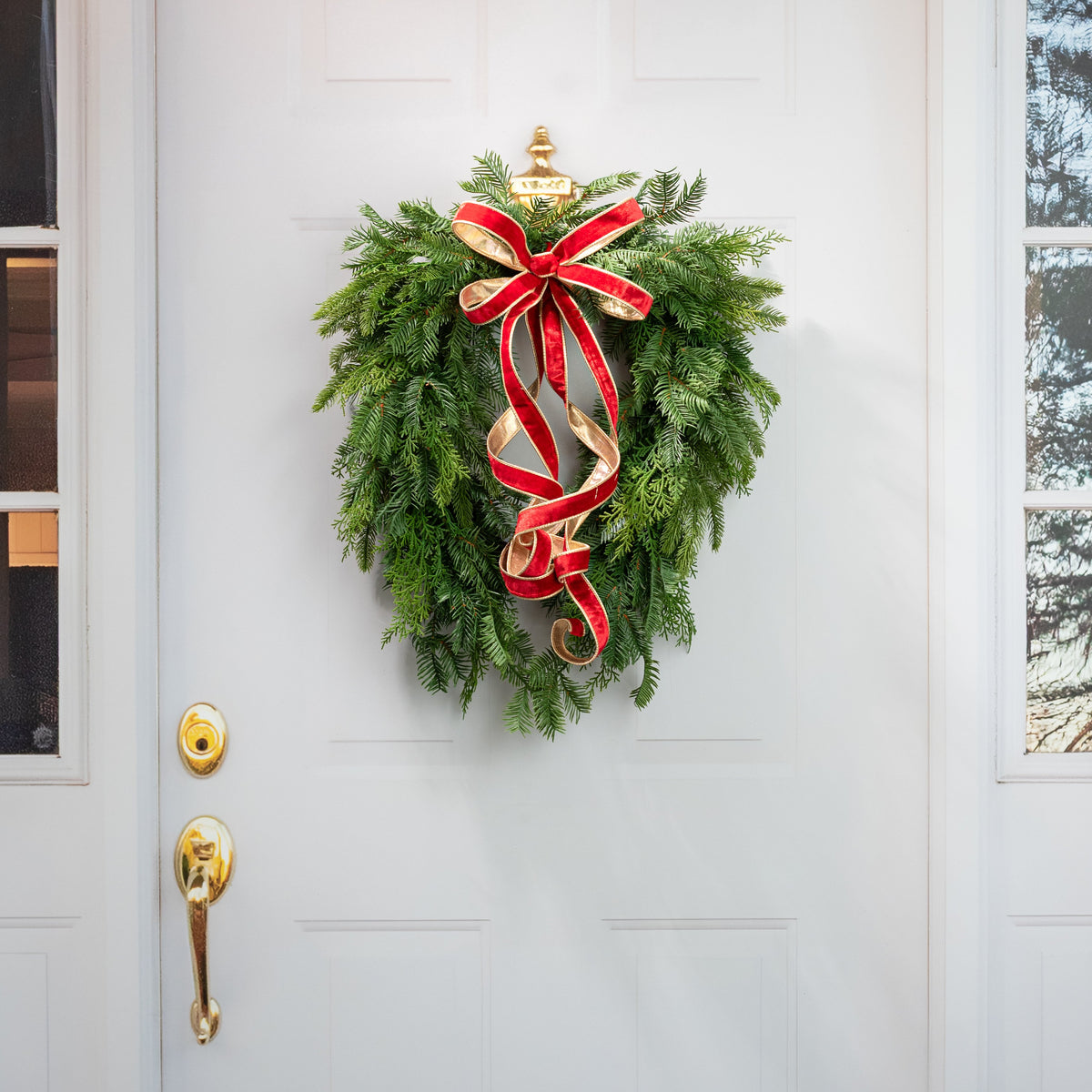 27" Soft Touch Hemlock & Pine Heart Wreath: Evergreen Lifestyle Photo