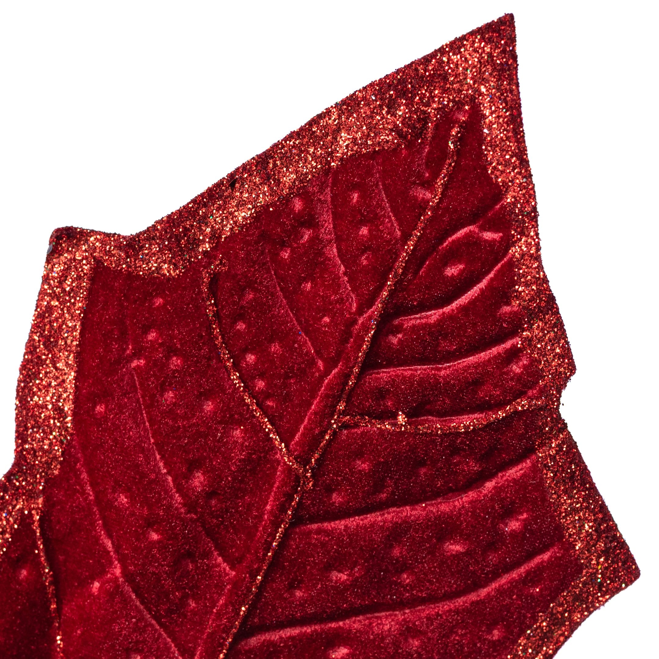 27" Velvet Holly Leaves Spray: Red Lifestyle Photo