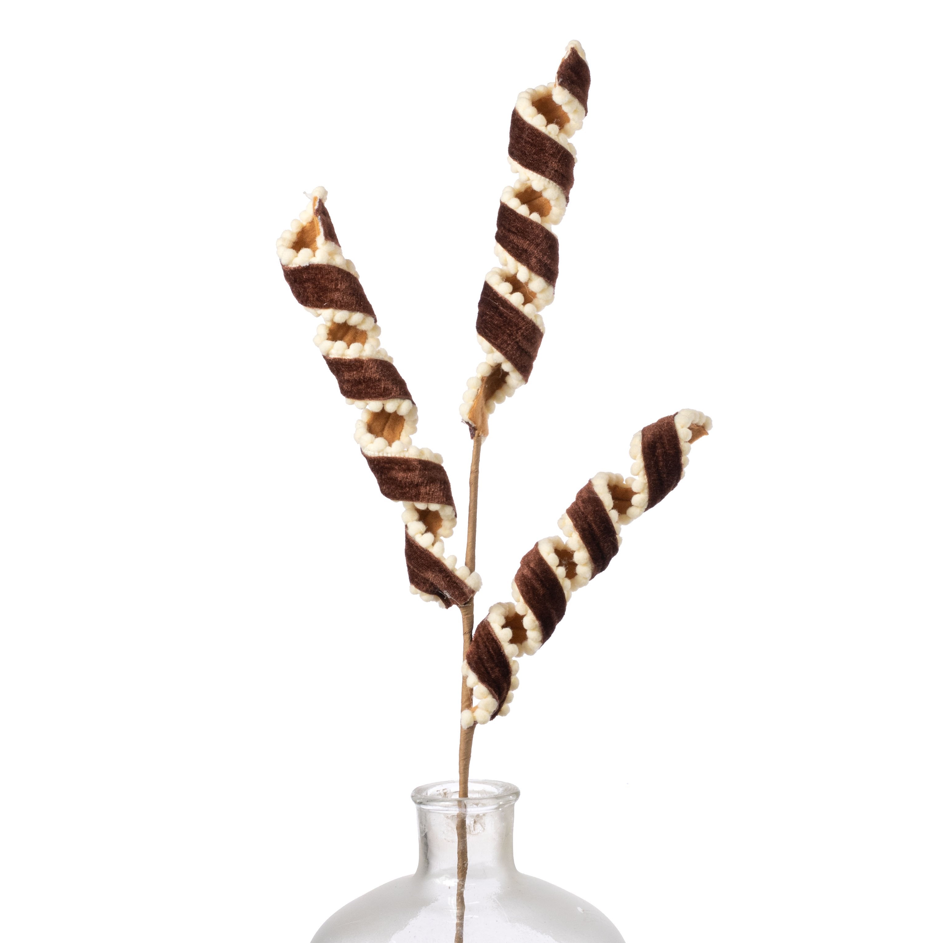 27" Velvet & Snowball Curly Ribbon Spray: Gingerbread Item Number: XS1562F2