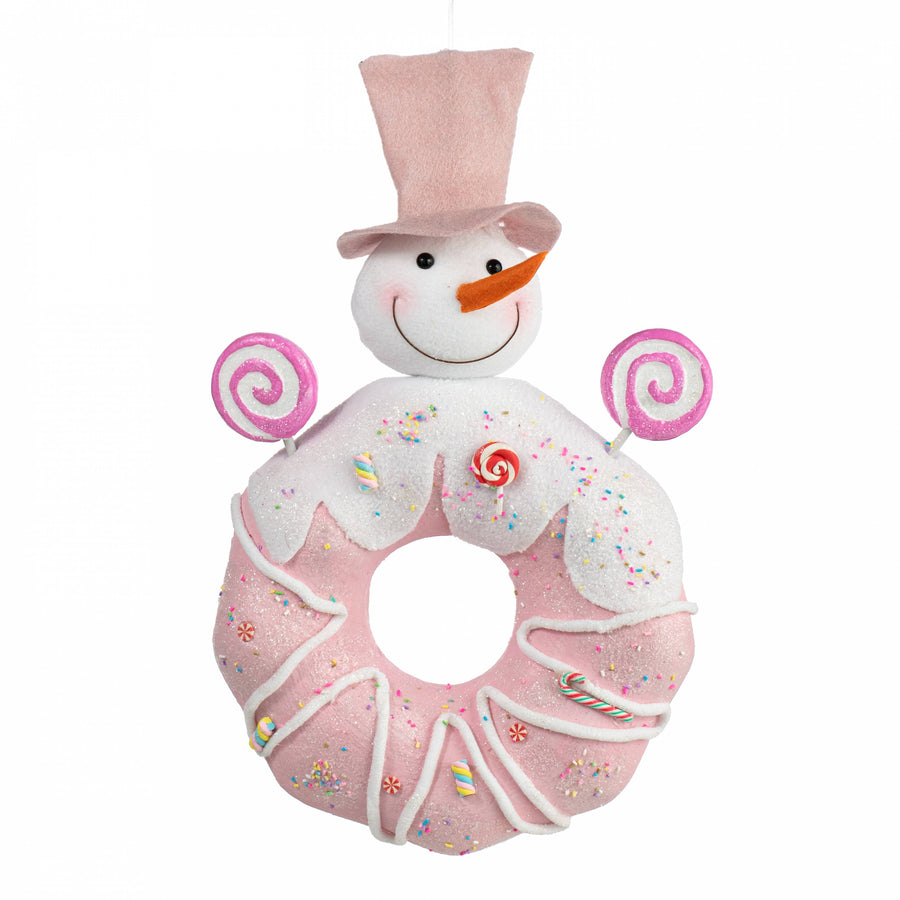 18" Donut Snowman Ornament: Pink