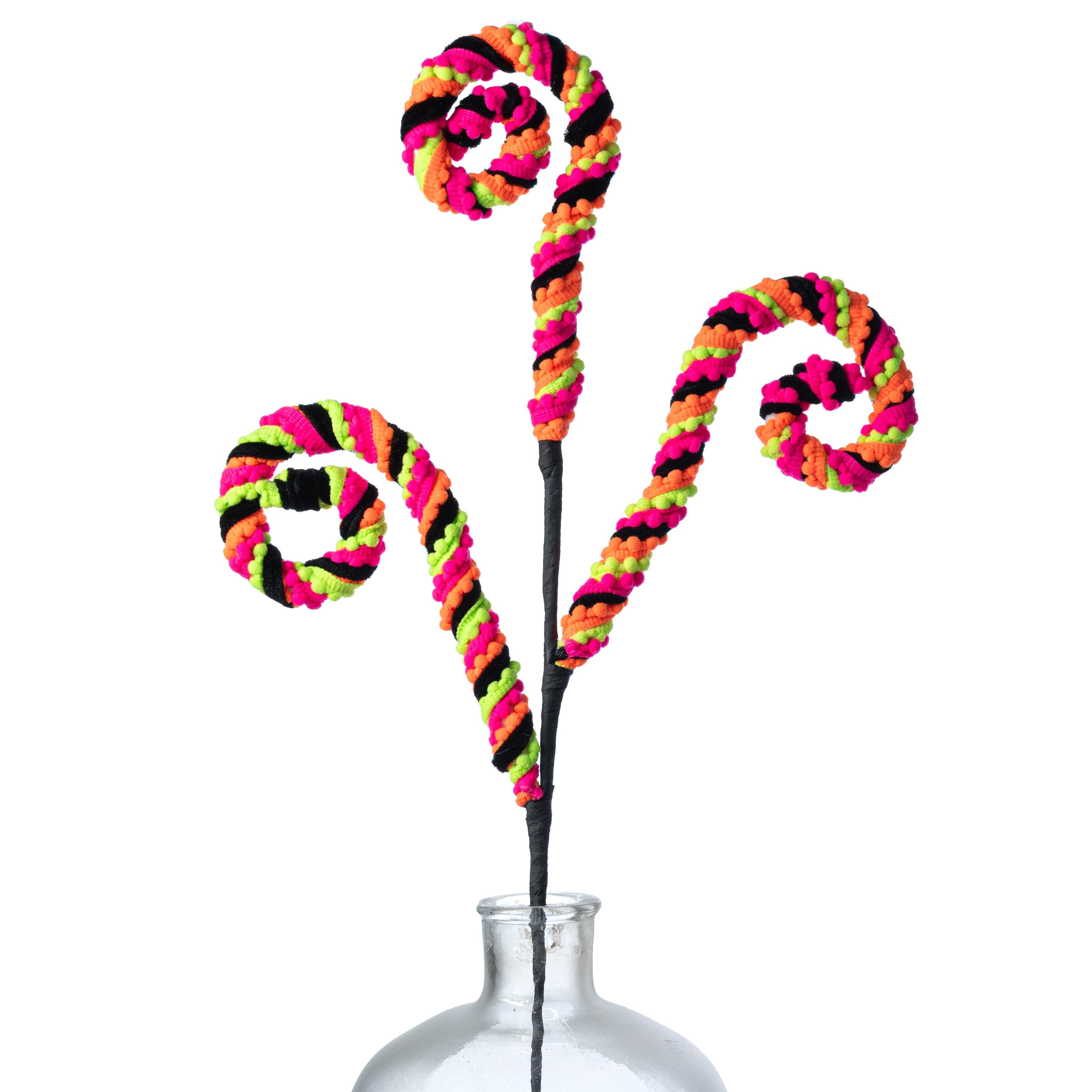 28" Chenille Pom Pom Spiral Curly Spray: Neon Halloween Item Number: 57403NEON