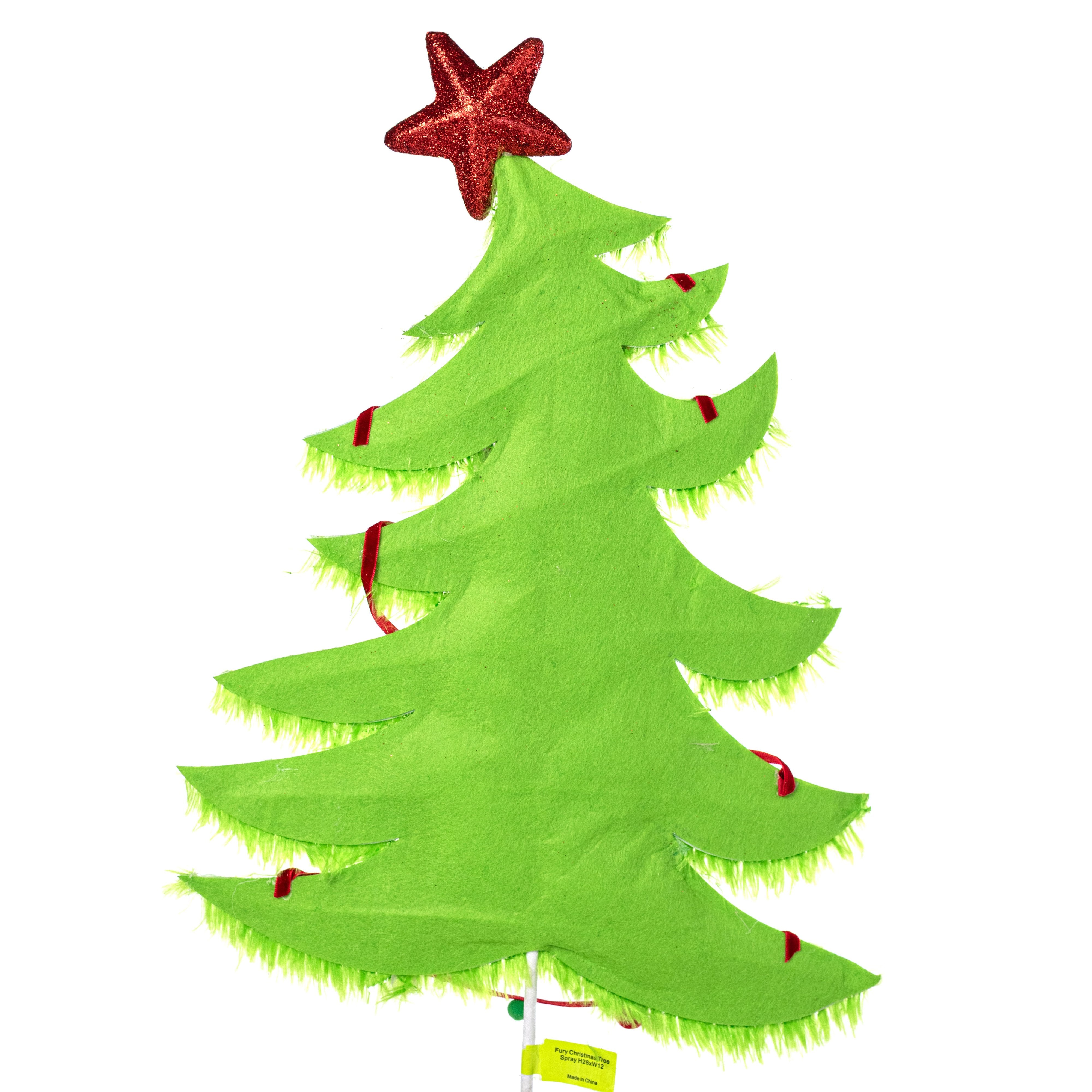 28" Furry Whimsical Christmas Tree Pick: Lime detail photo 5