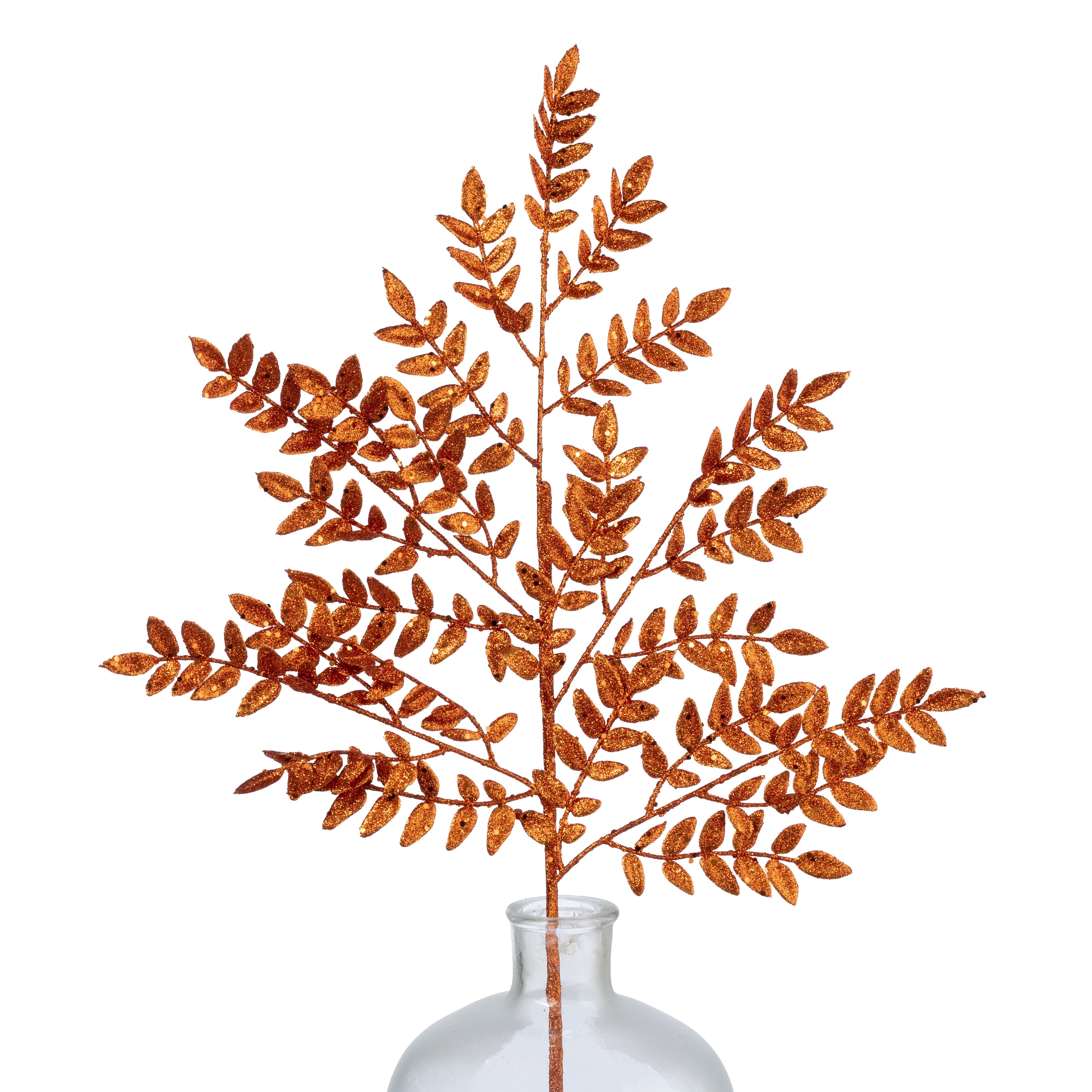28" Glitter Fern Spray: Orange Item Number: 57483OR