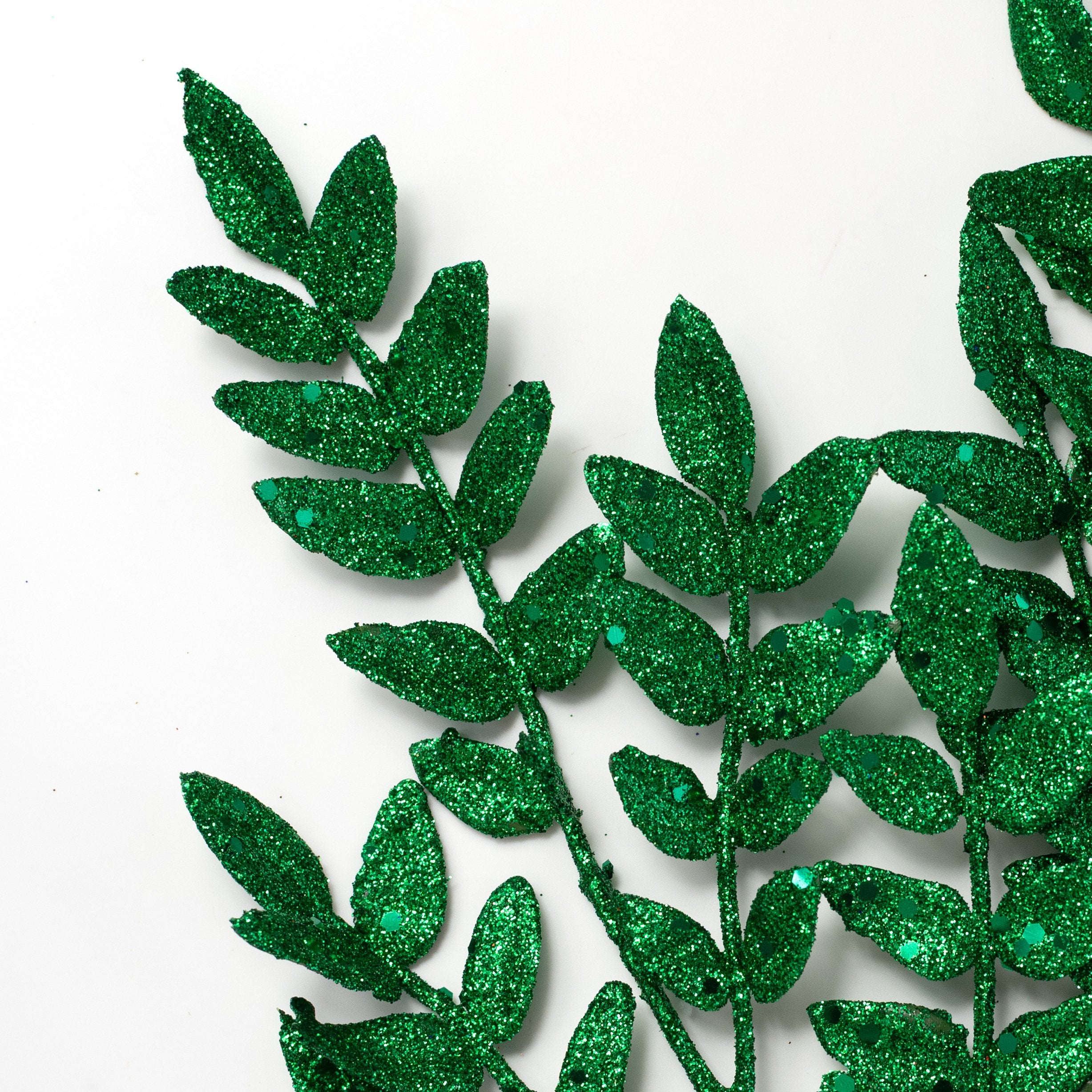 28" Glitter Small Leaf Spray: Green Lifestyle Photo