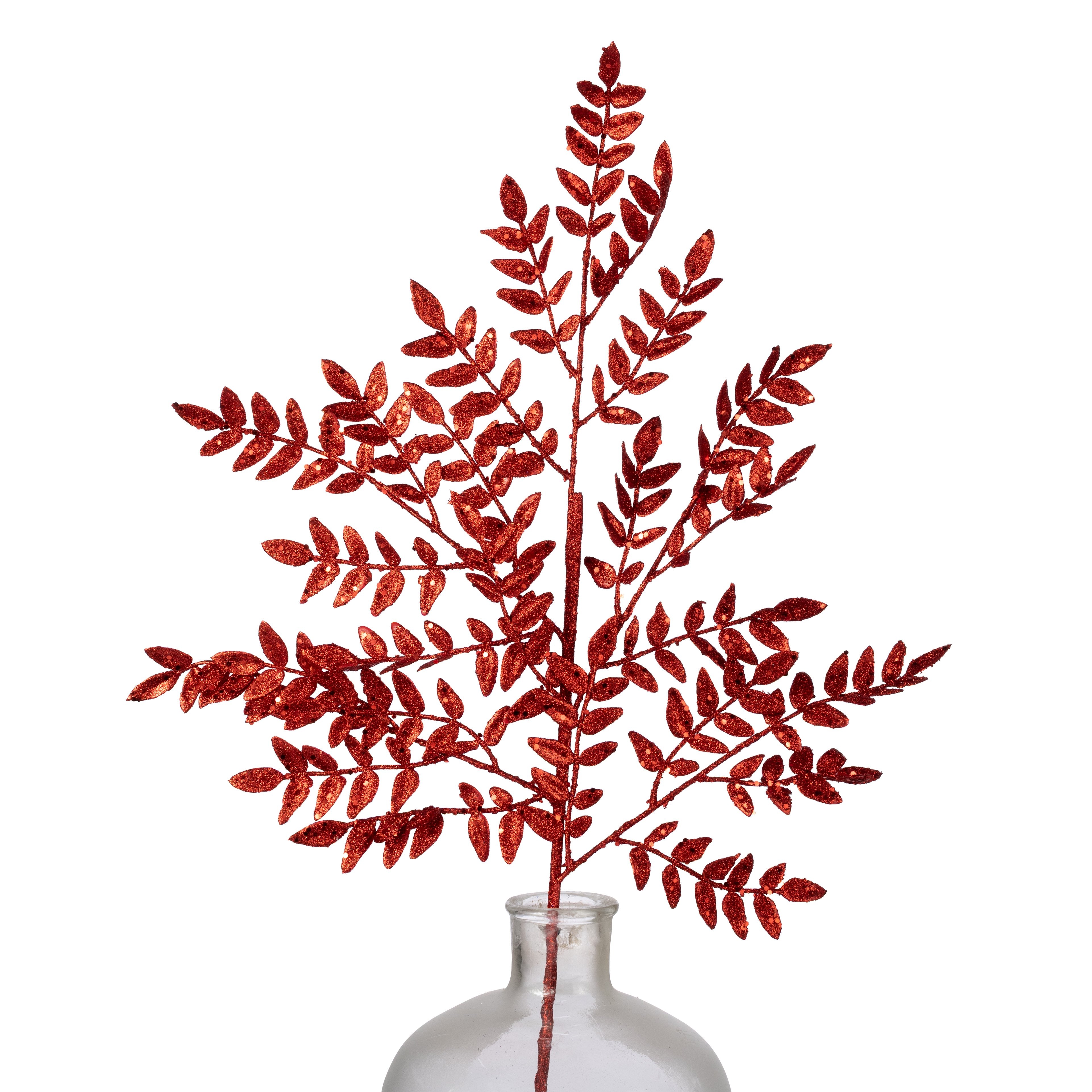 28" Glitter Small Leaf Spray: Red Item Number: 86927RD