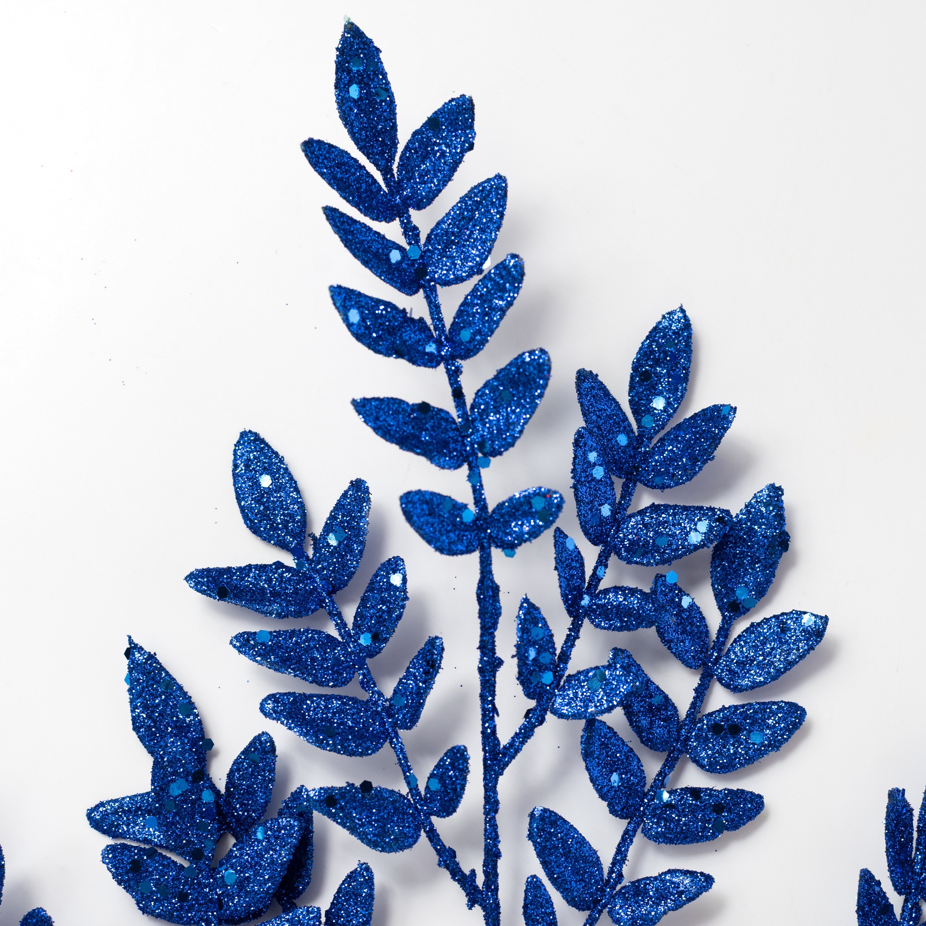 28" Glitter Small Leaf Spray: Royal Blue Lifestyle Photo