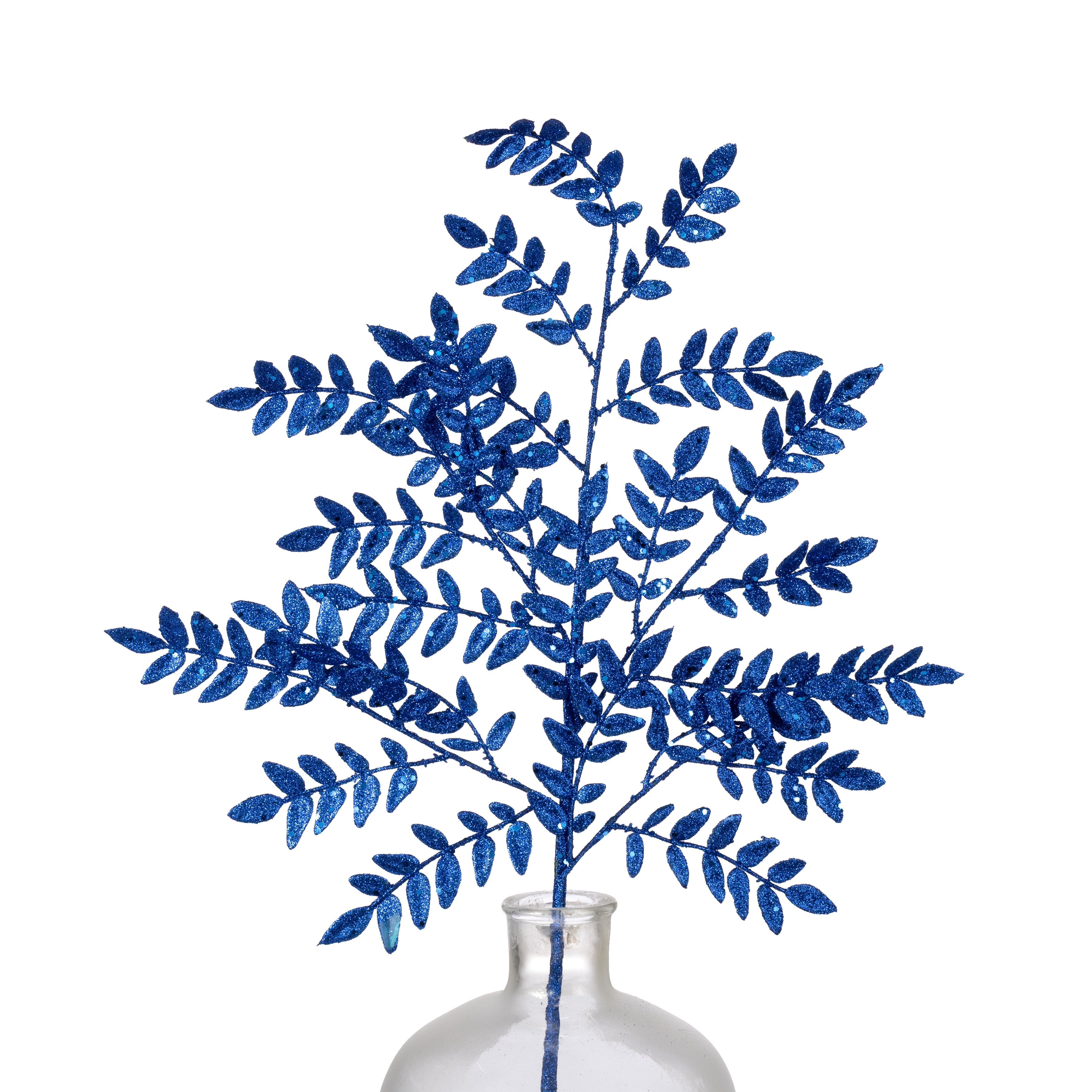 28" Glitter Small Leaf Spray: Royal Blue Item Number: 86927BL