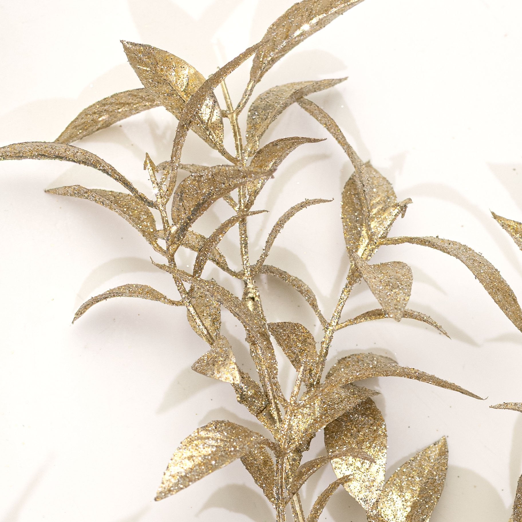 28" Glittered Tea Leaf Spray: Champagne Gold Lifestyle Photo
