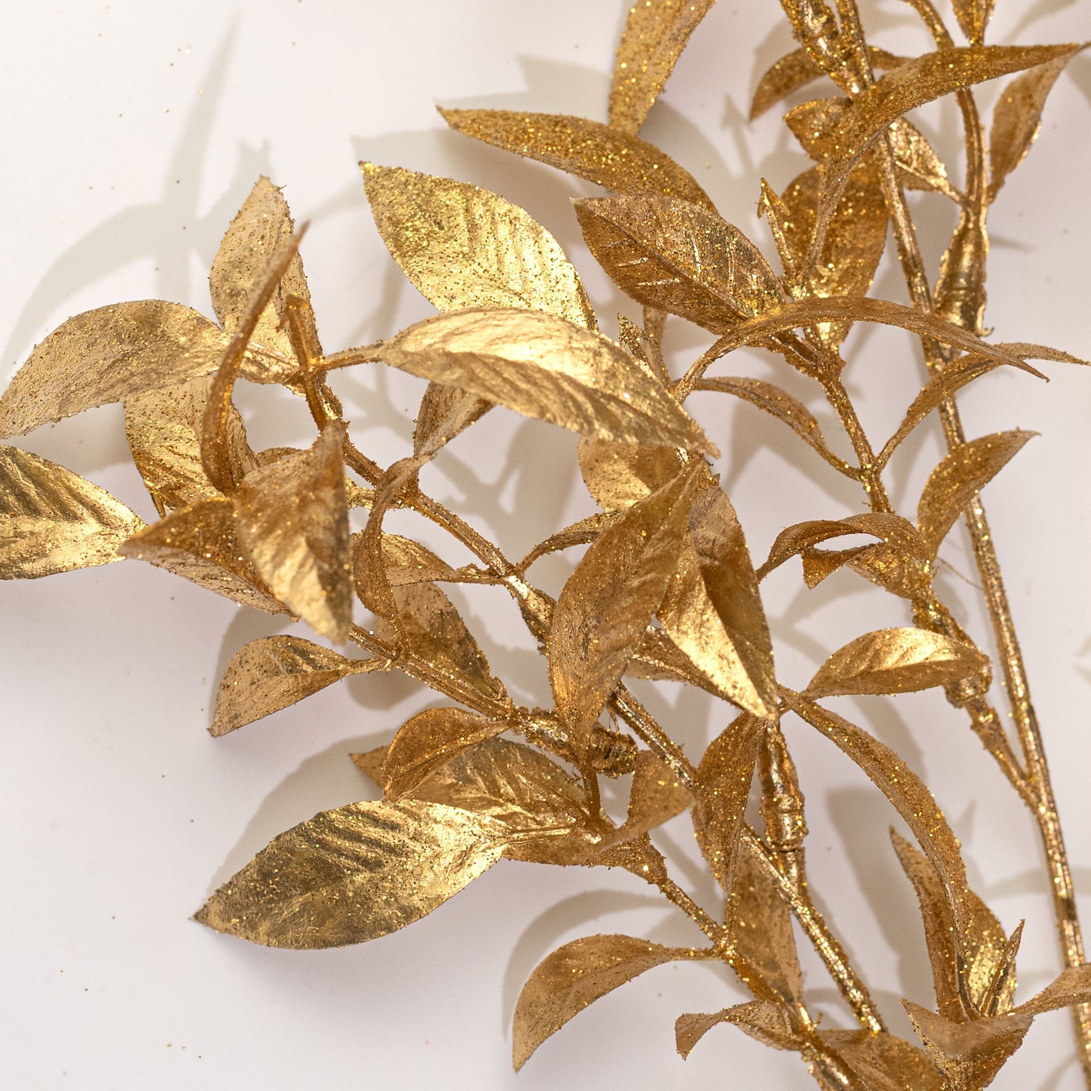 28" Glittered Tea Leaf Spray: Gold Lifestyle Photo