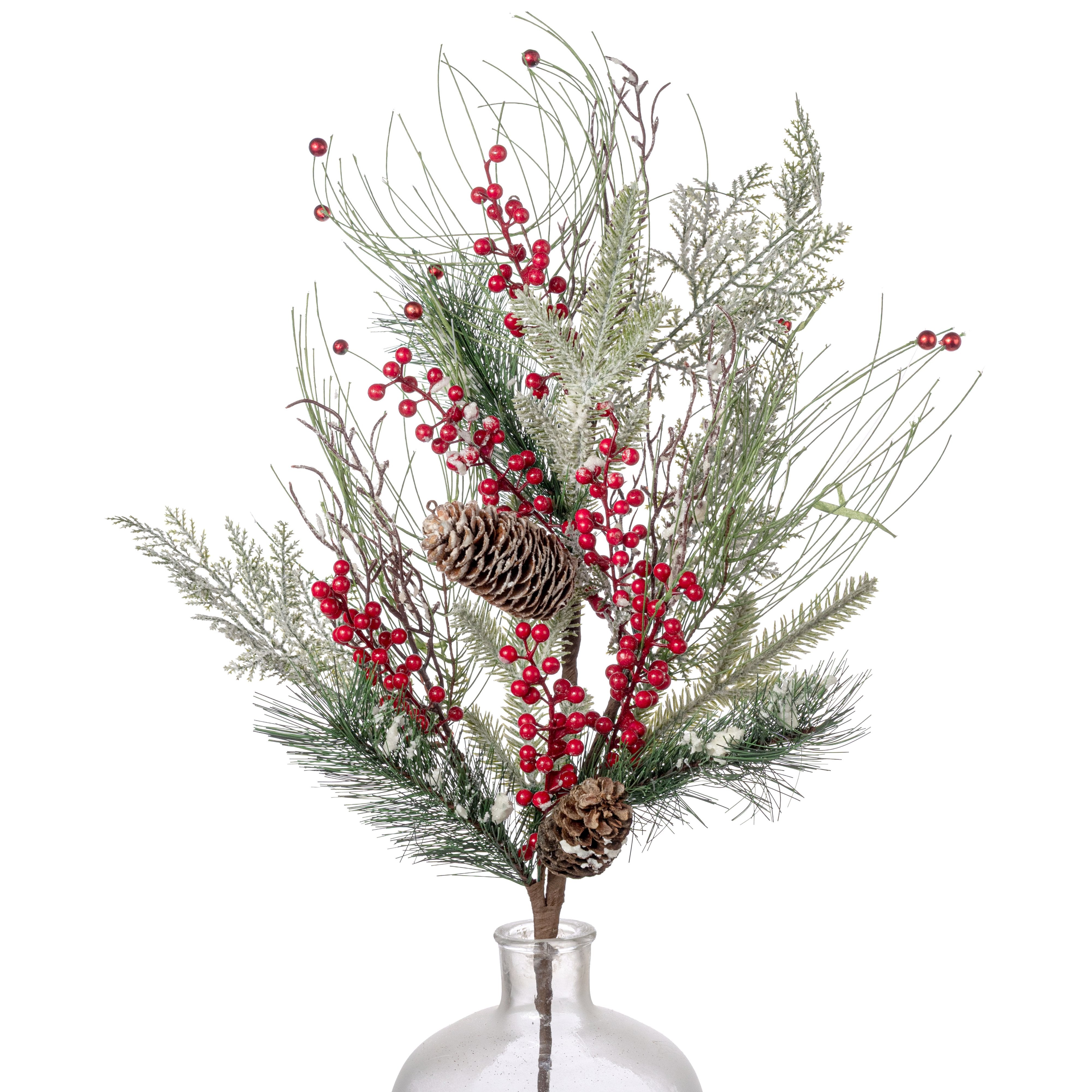 28" Iced Snow Balsam Pine & Berry Spray Item Number: 263942