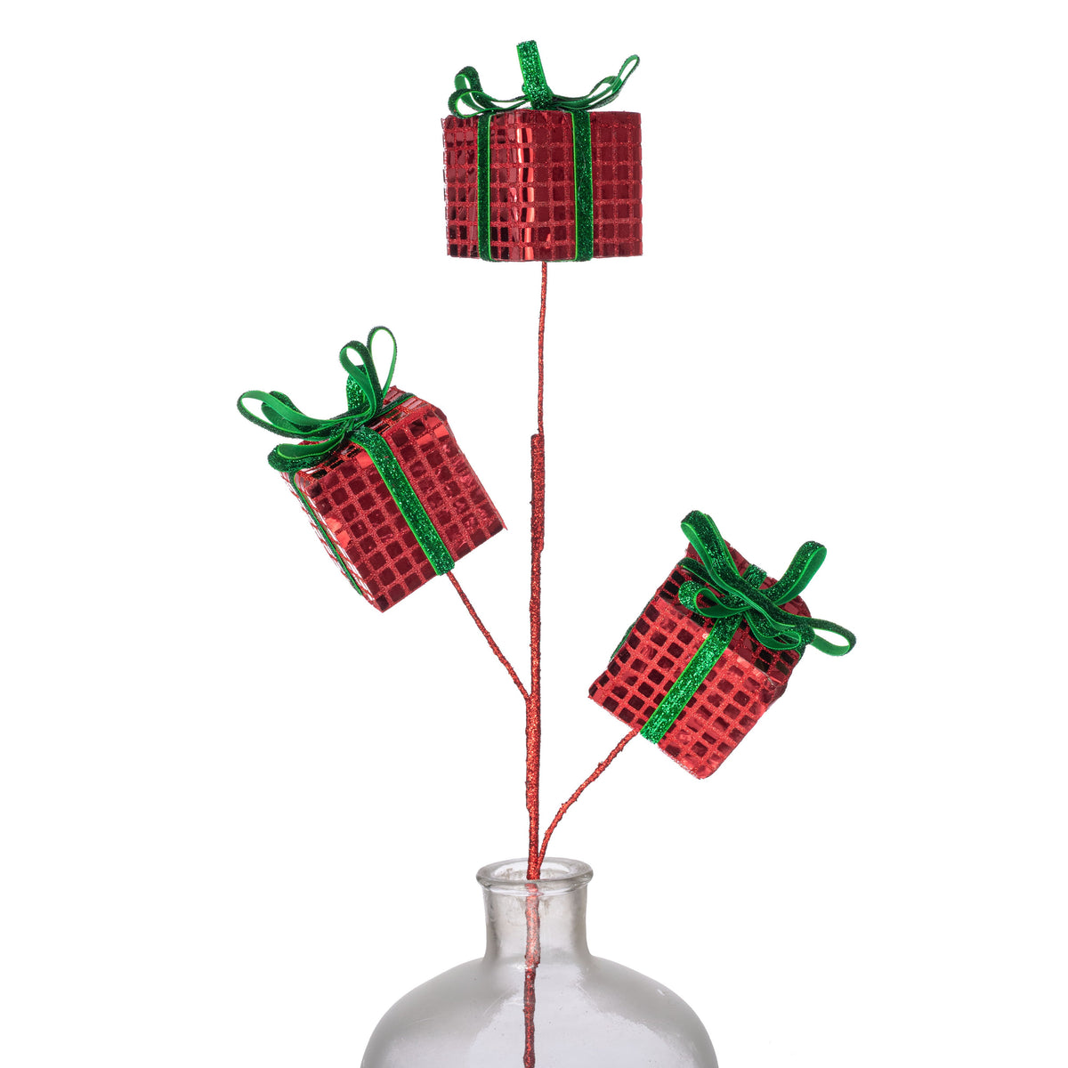 28" Metallic Gift Box Spray: Red & Green Item Number: 280053