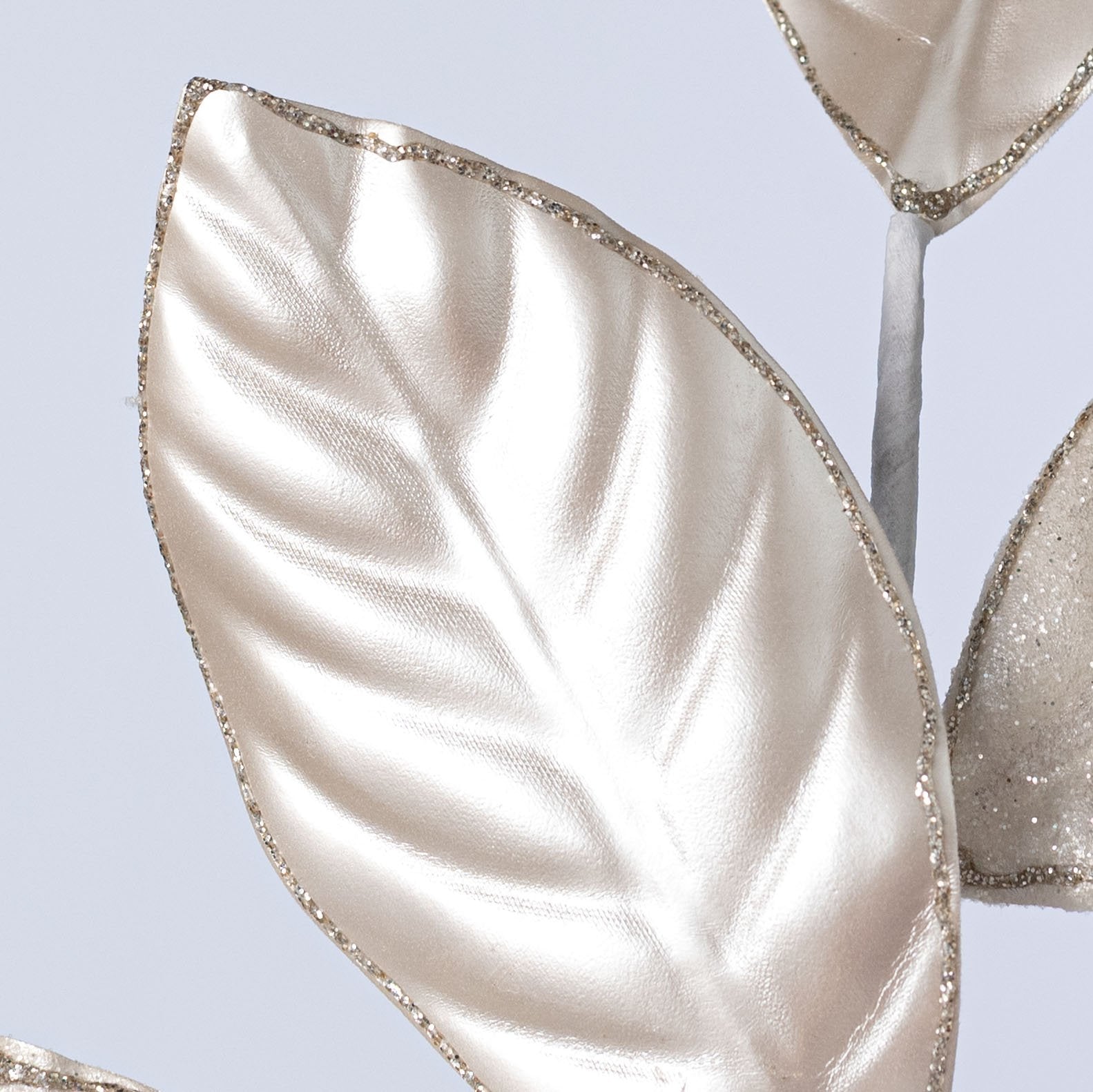 28" Sparkle Magnolia Leaves Spray: Ivory detail photo 4
