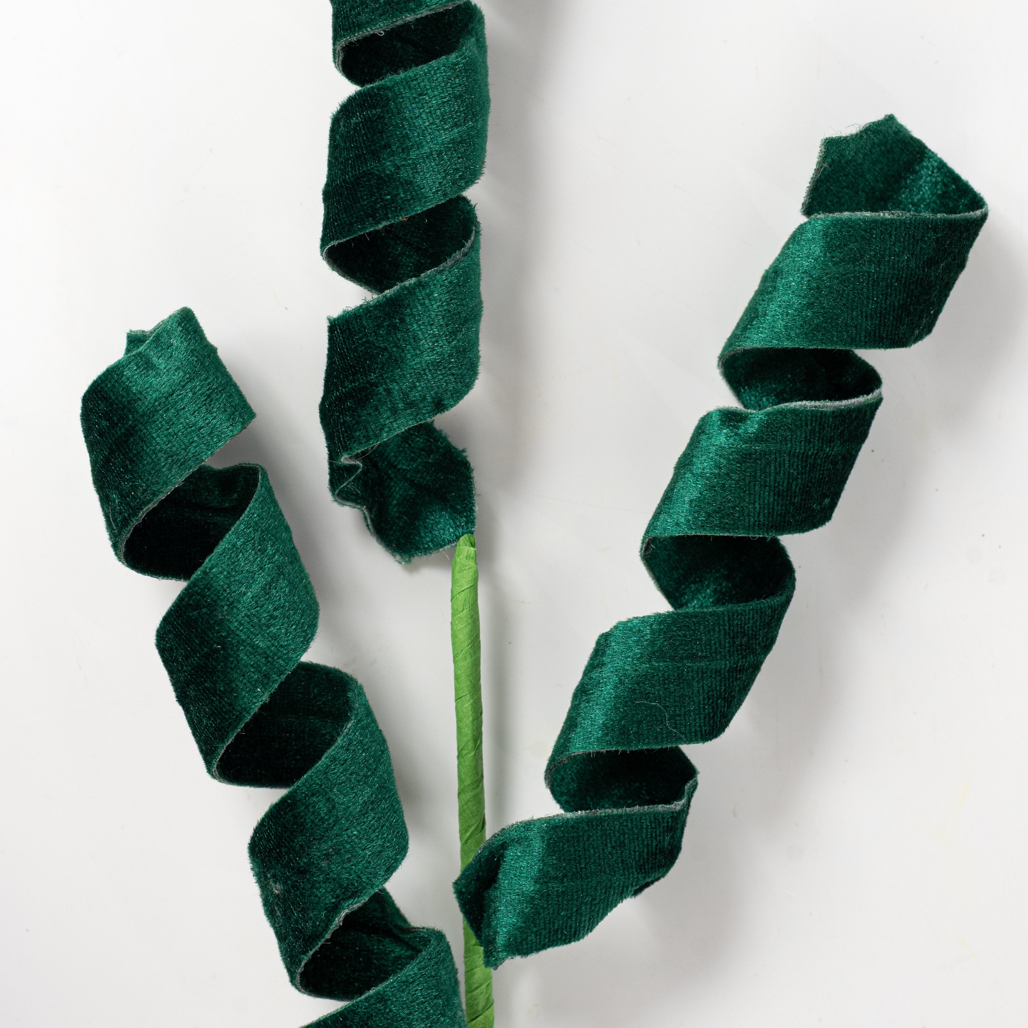 28" Velvet Curly Spray: Emerald Green Lifestyle Photo