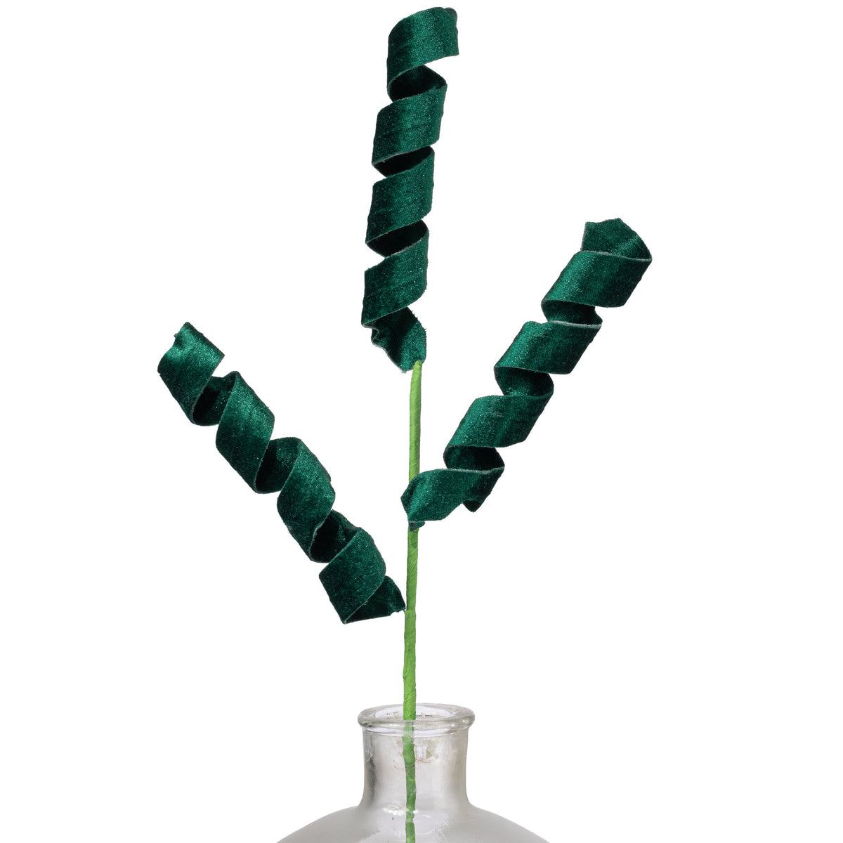 28" Velvet Curly Spray: Emerald Green Item Number: 86752GN