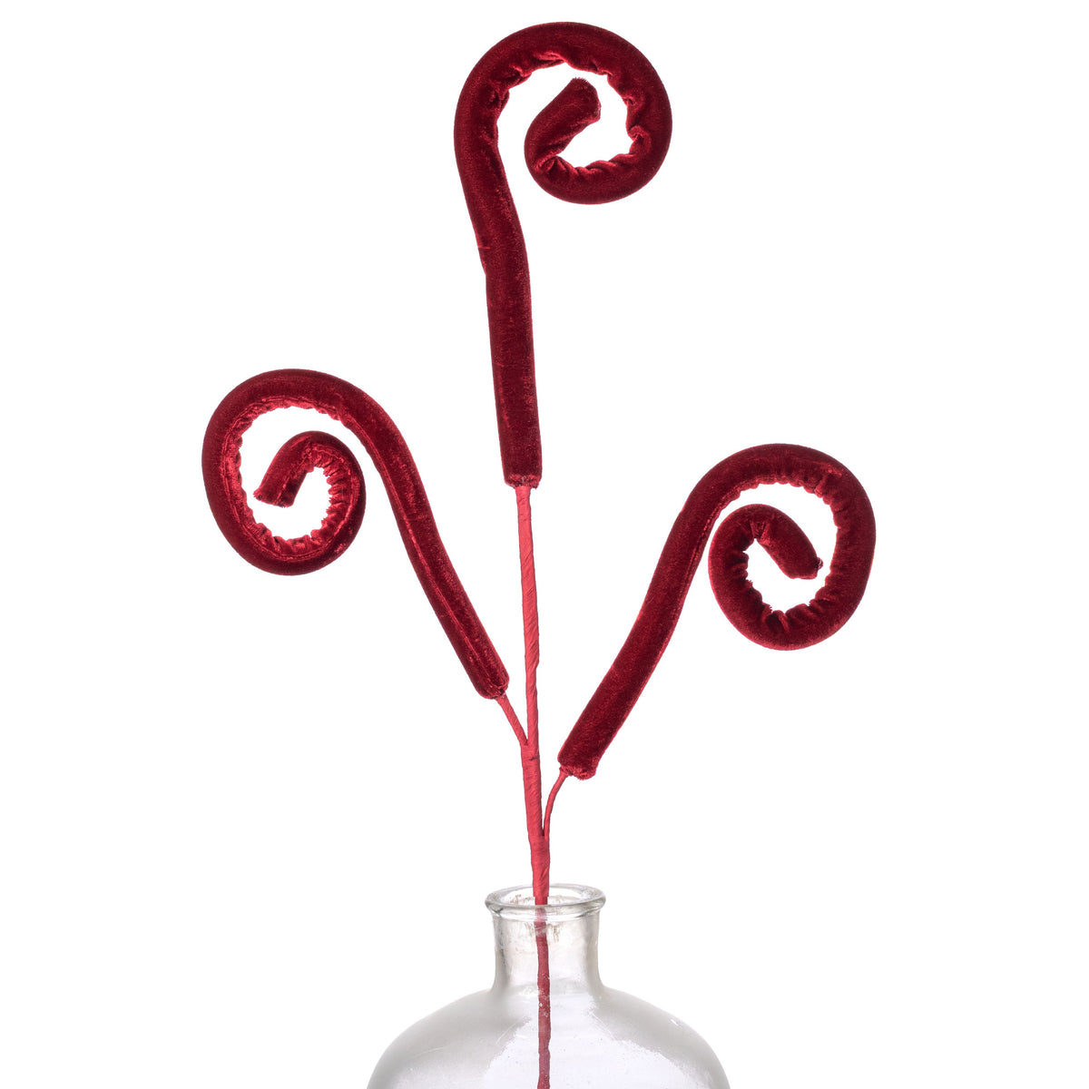 28" Velvet Spiral Curly Spray: Red Item Number: 86742RD