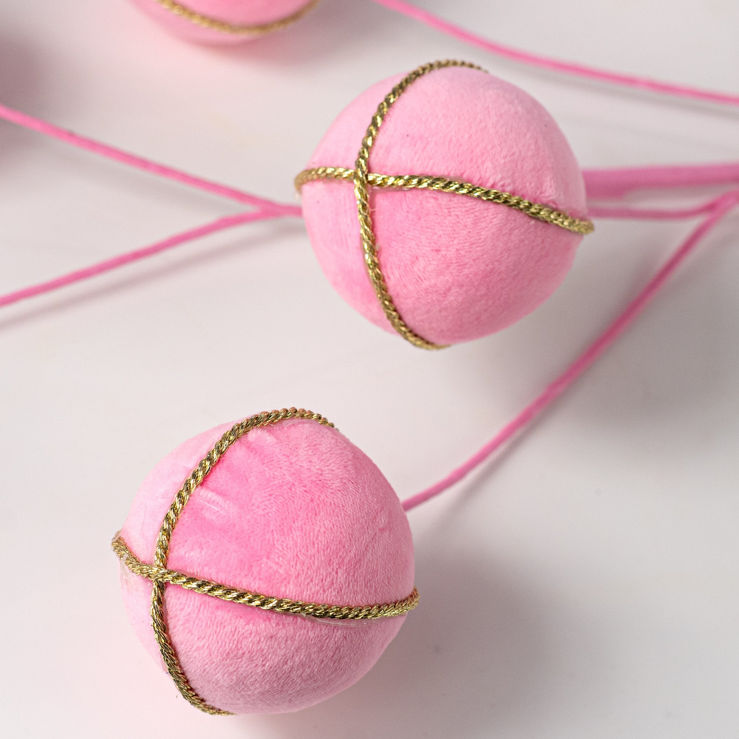 28" Velvet & Trim Ball Spray: Pink Lifestyle Photo