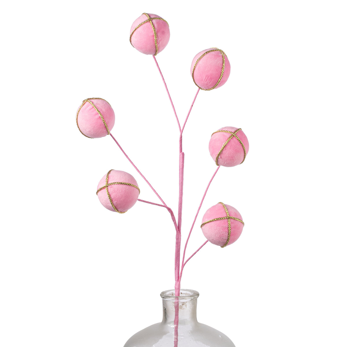 28" Velvet & Trim Ball Spray: Pink Item Number: 86765PK