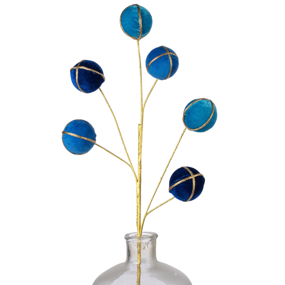 28" Velvet & Trim Ball Spray: Shades of Blue Item Number: 86764BL