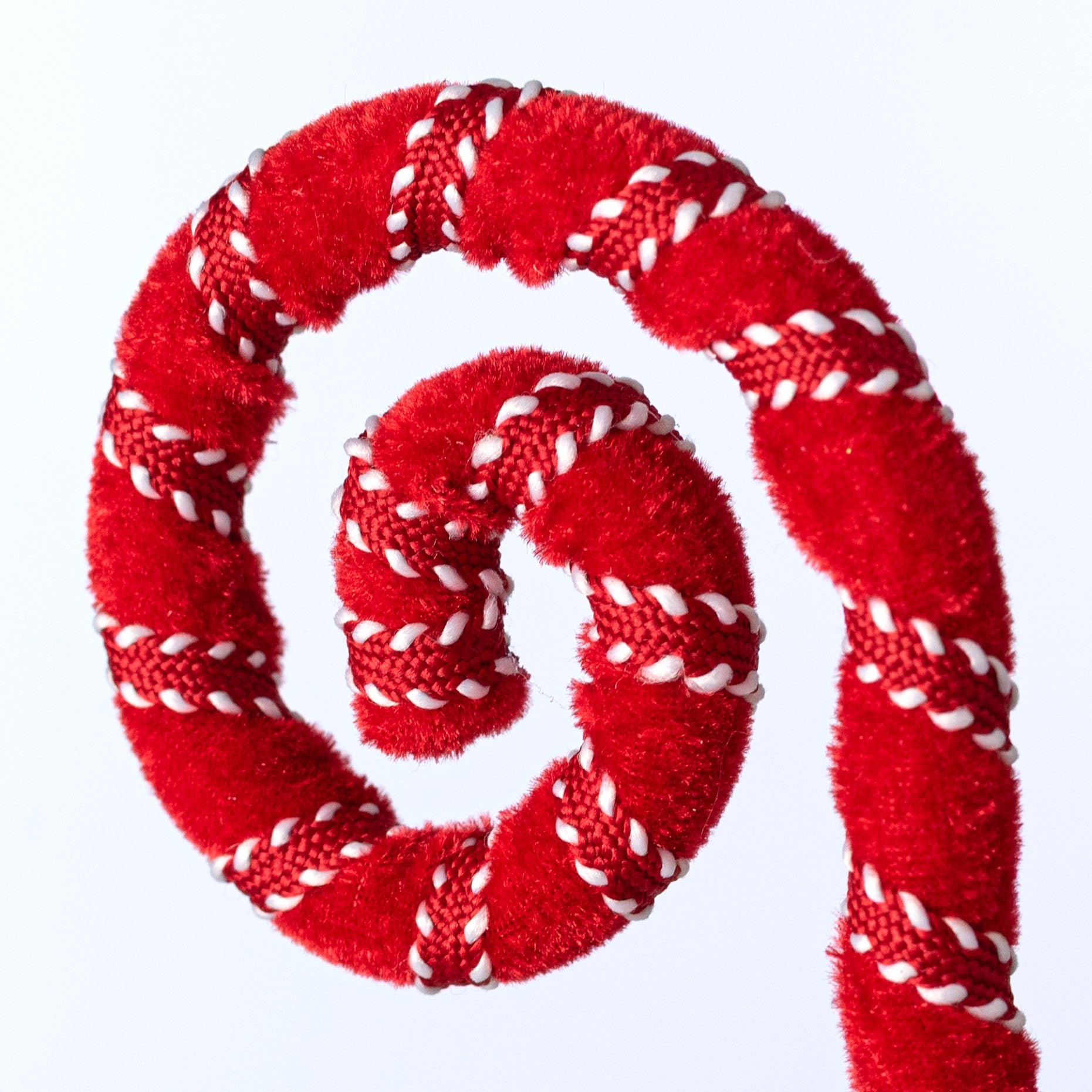 28" Velvet & Trim Spiral Curly Spray: Red & White Lifestyle Photo