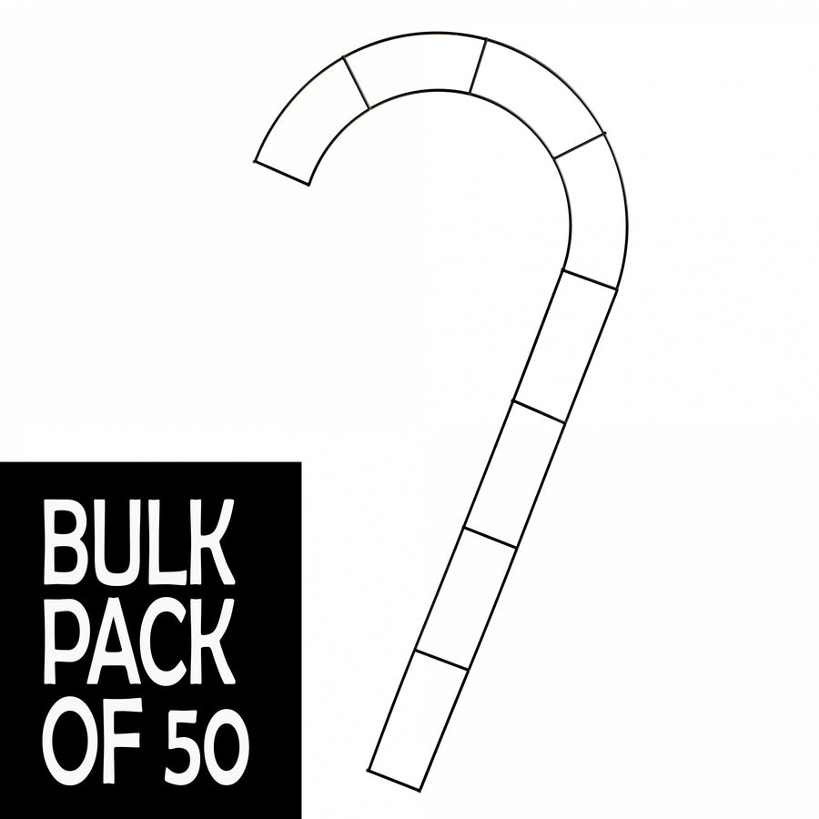 30" 1-Piece Metal Wire Candy Cane Form: Black (Pack of 50)