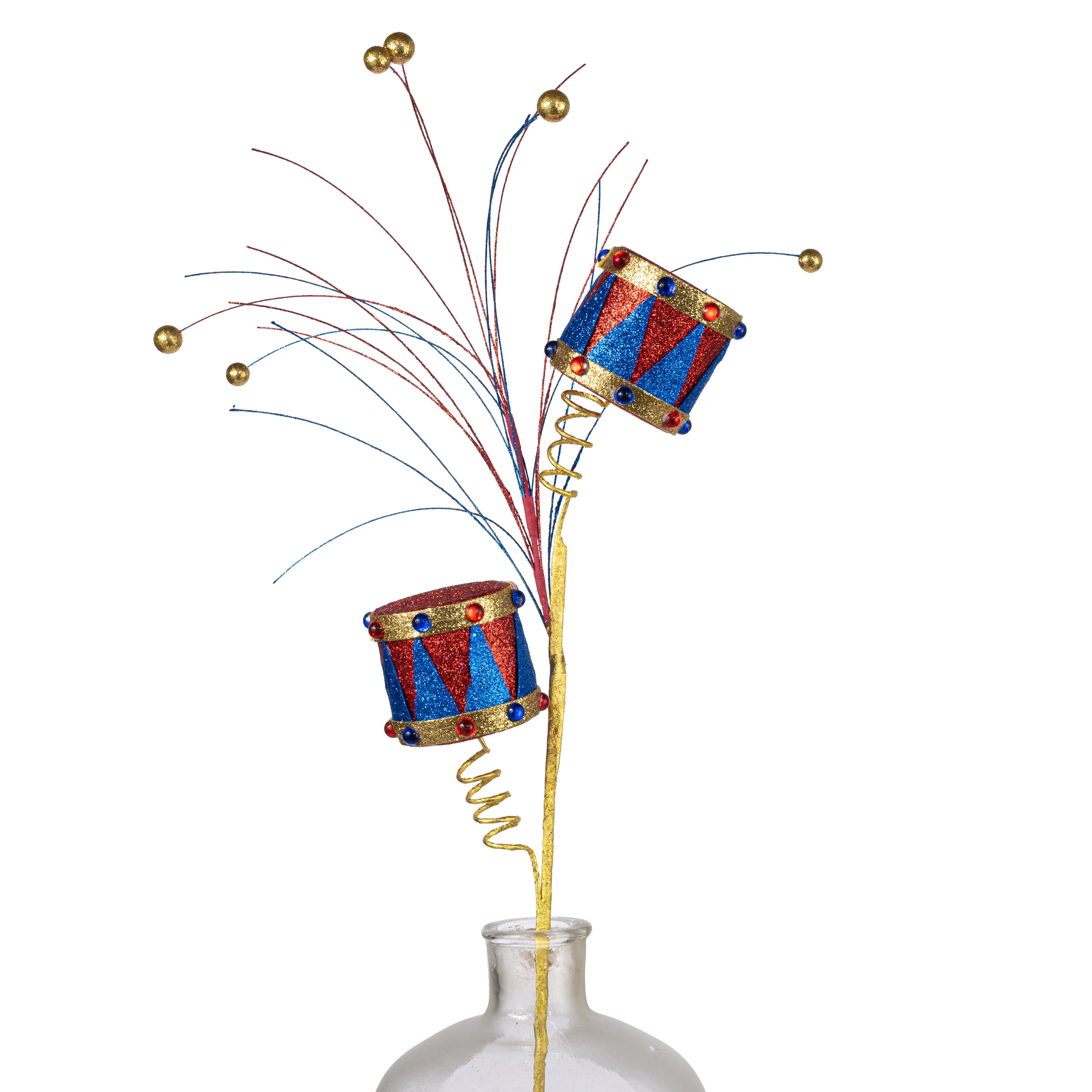29" Glitter Drum Spray: Red & Blue Item Number: 86625RDBL