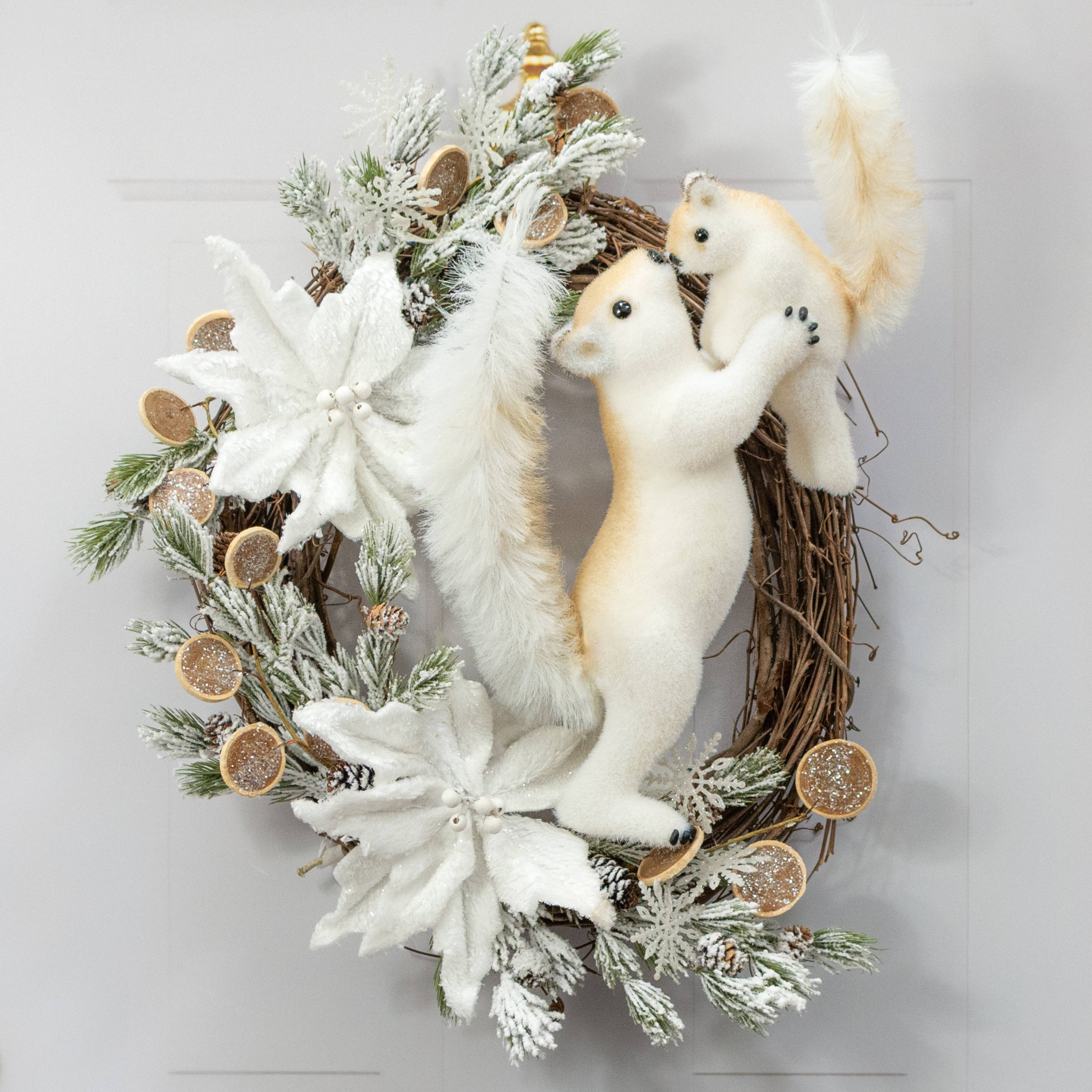 22" Flocked Squirrel with Baby Figurine