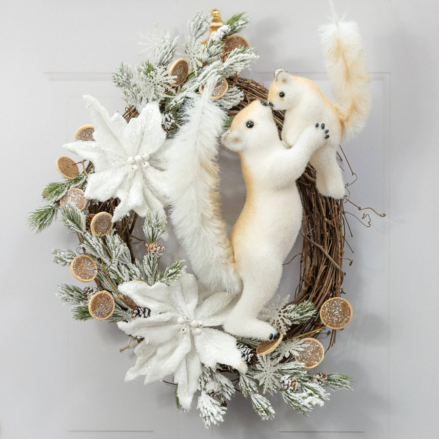 22" Flocked Squirrel with Baby Figurine