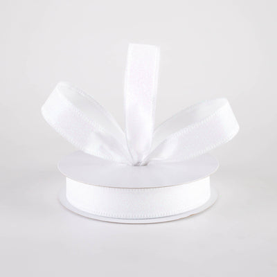 7/8" All Flat Glitter Wired Ribbon: Iridescent White (10 Yards)