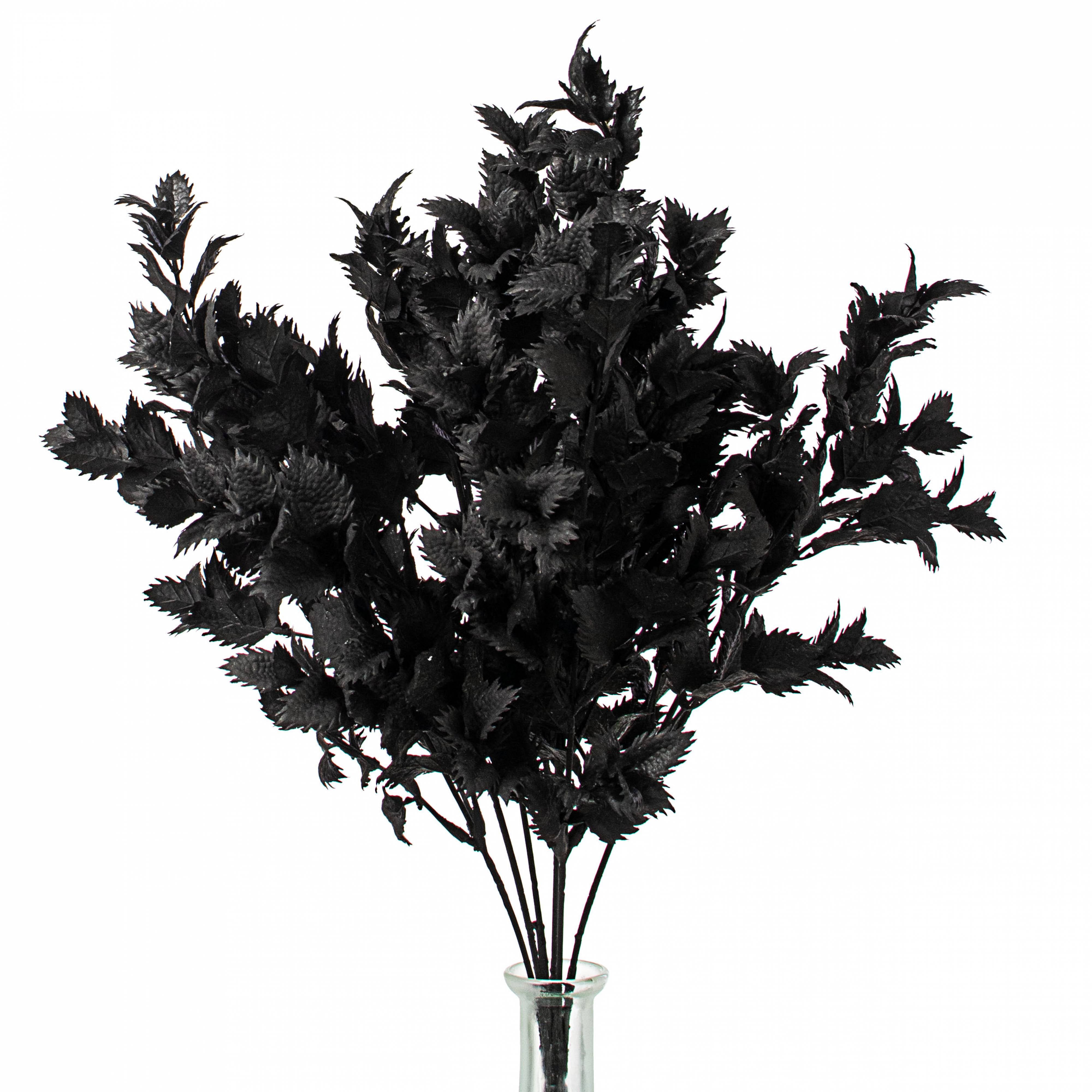 19" Spiky Thistle Leaves Bush: Black