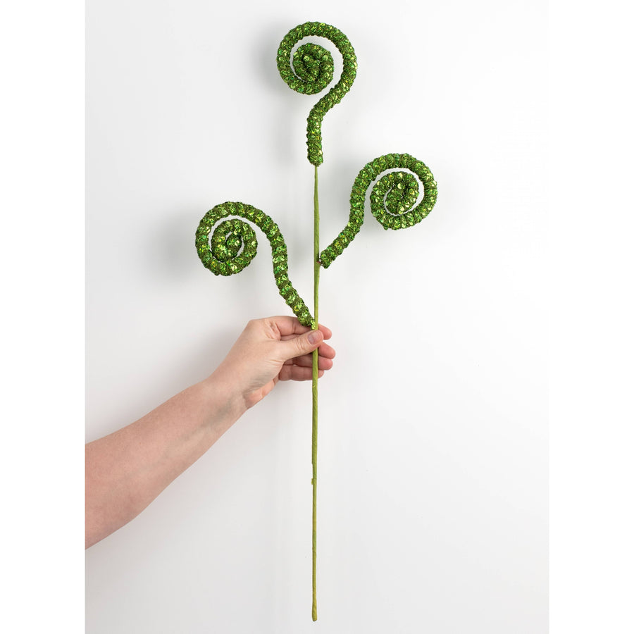 28" Sequin Curly Spray: Lime Green