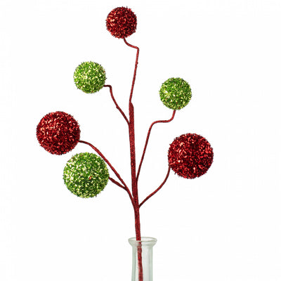 20" V-Cut Foil Ball Spray: Red & Lime Green