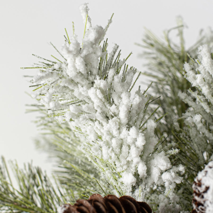 12" Flocked Dakota Pine Centerpiece Ball Swag