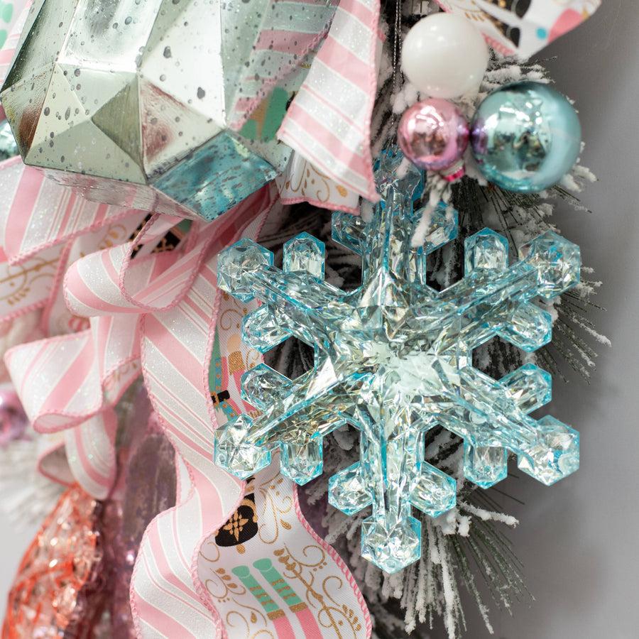 6" Jewel Snowflake Ornament: Aqua Blue