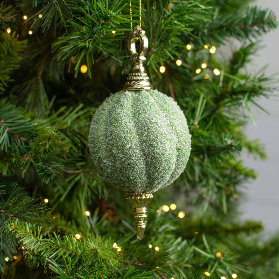 7.5" Snow Ball Finial Ornament: Mint Green