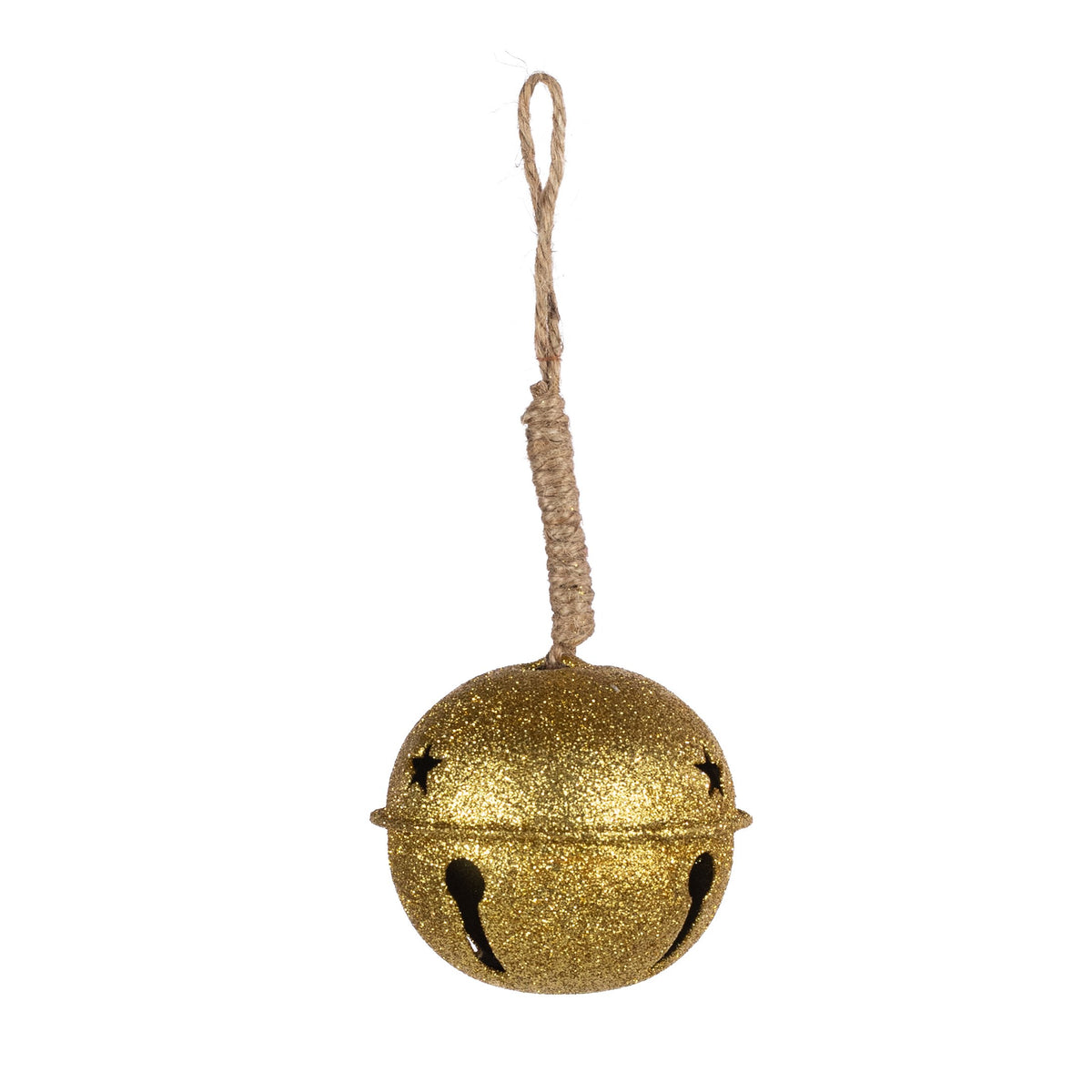 3.5" Glitter Jingle Bell Ornament: 18K Gold detail photo 3