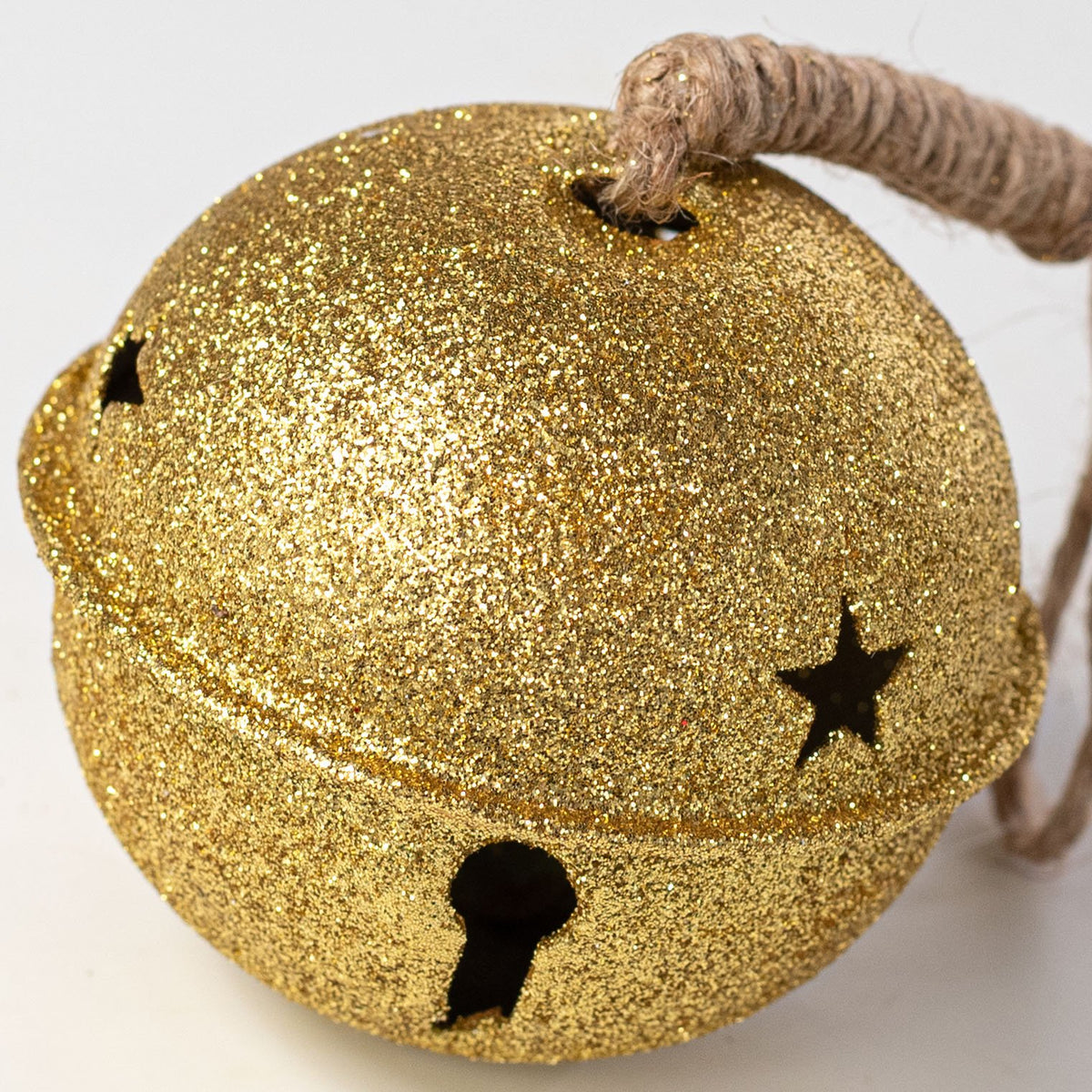 3.5" Glitter Jingle Bell Ornament: 18K Gold detail photo 4