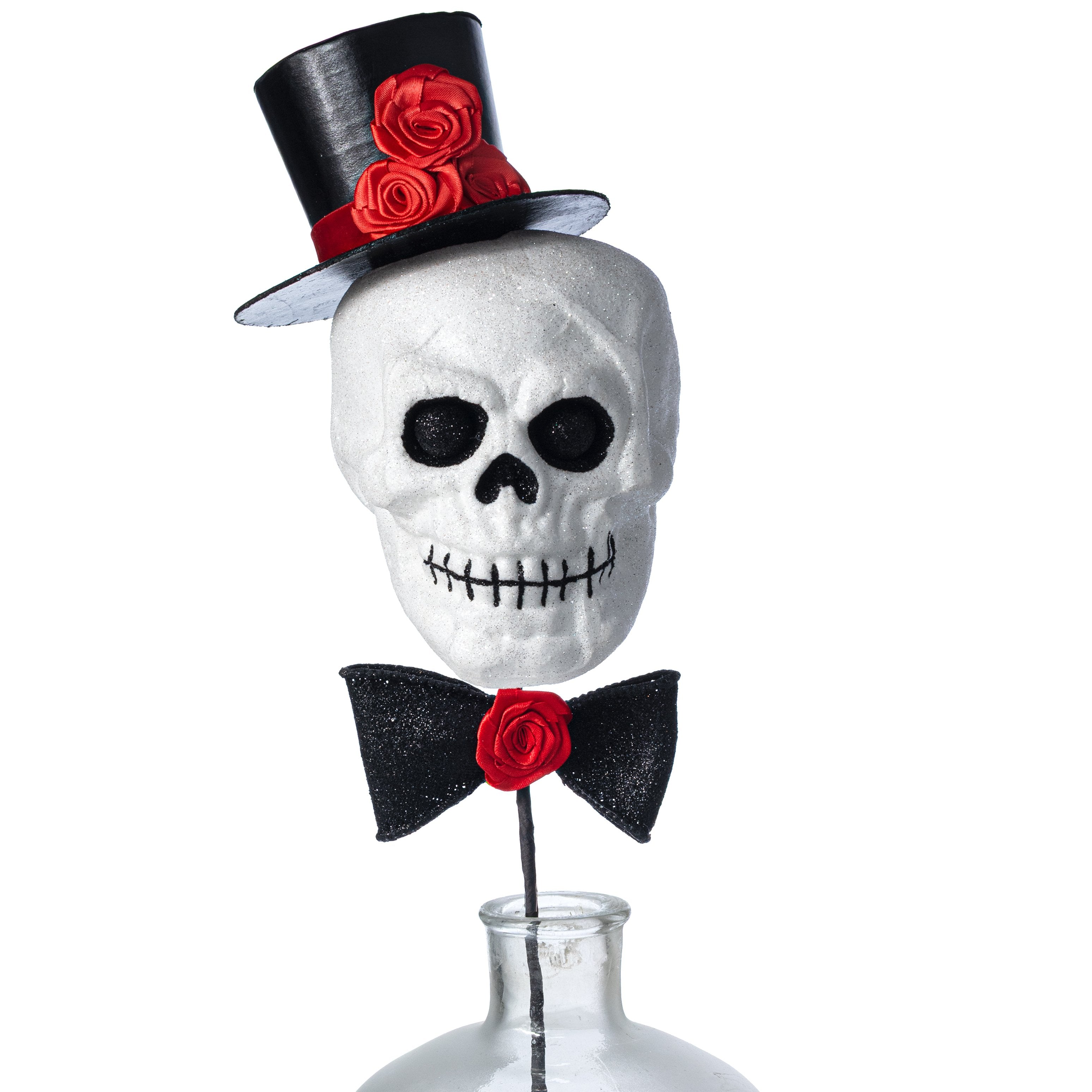 6" x 30" Dapper Skull Top Hat Spray Item Number: 57442BK