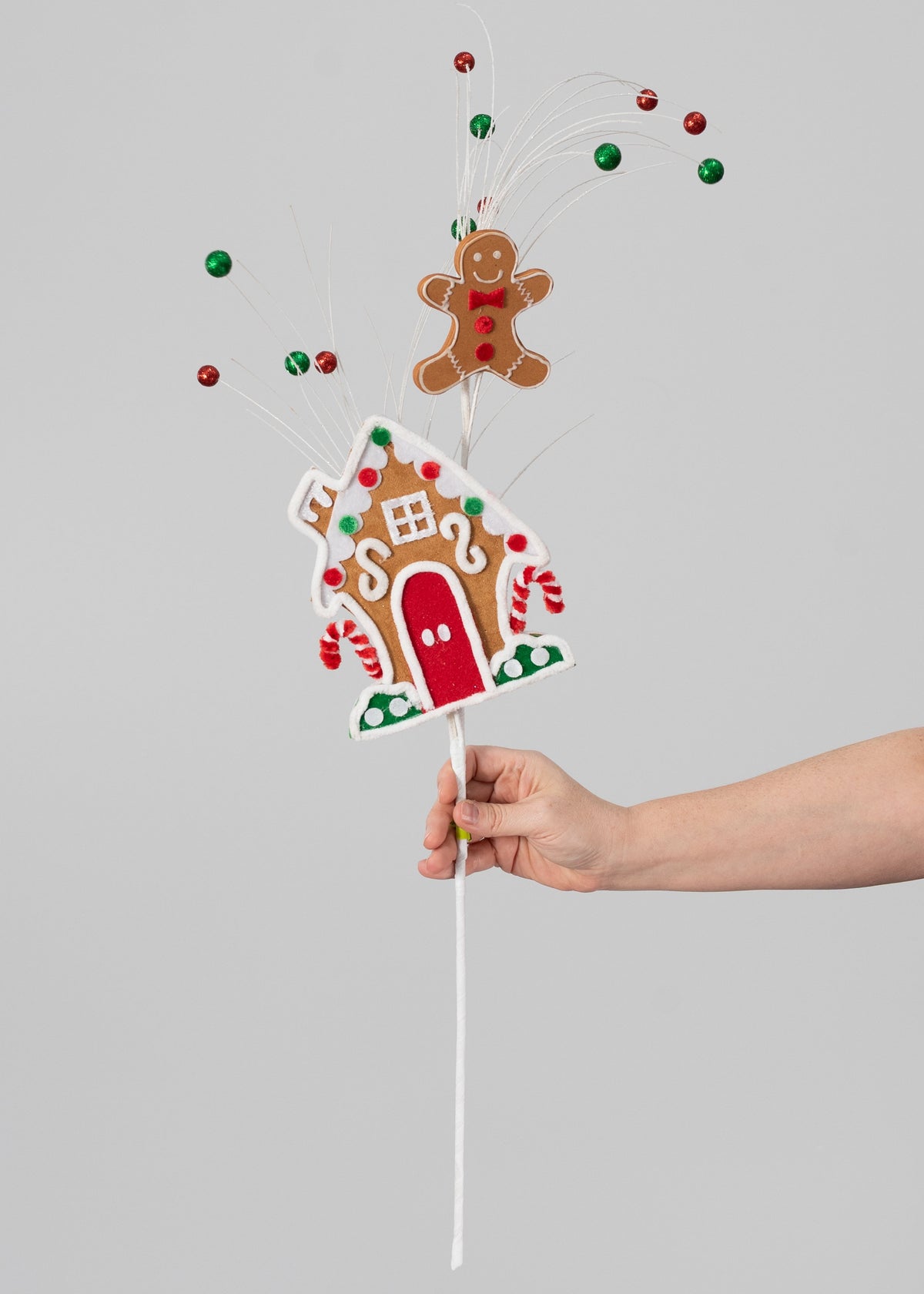 30" Gingerbread House & Cookie Man Spray: Red & Green detail photo 3