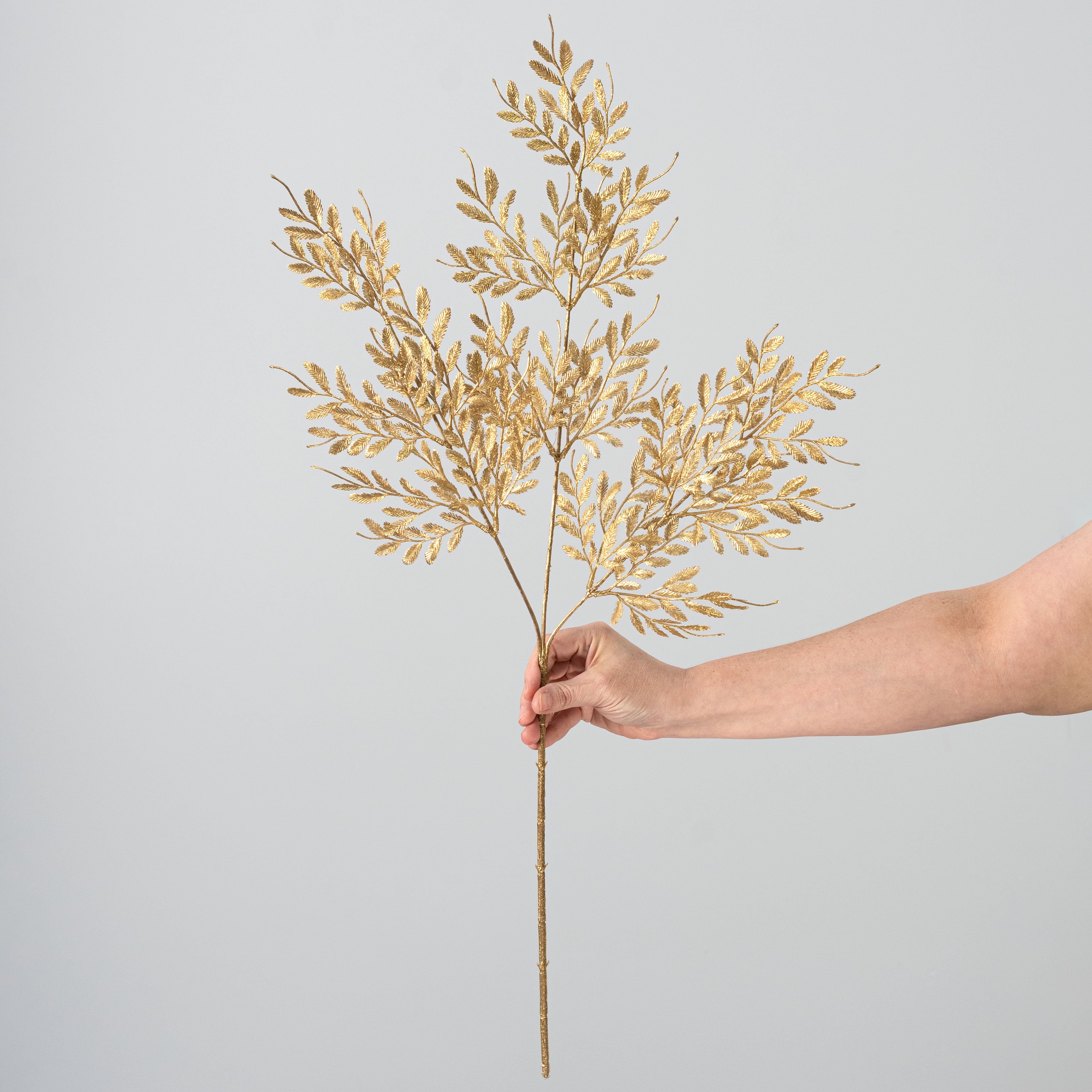 30" Glittered Mini Leaf Spray: Gold detail photo 3