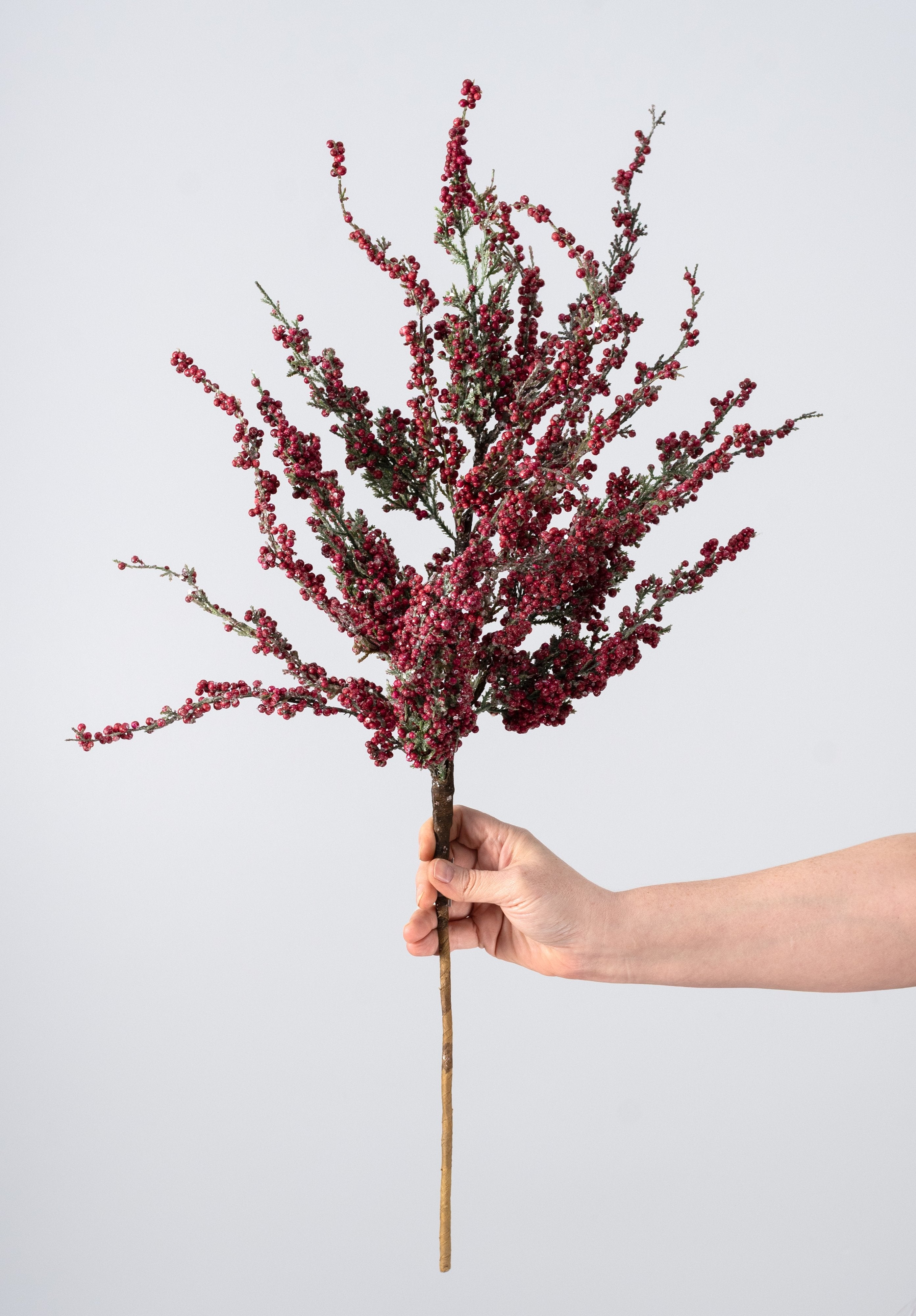 30" Mini Berry Cluster Spray: Cranberry Red detail photo 3